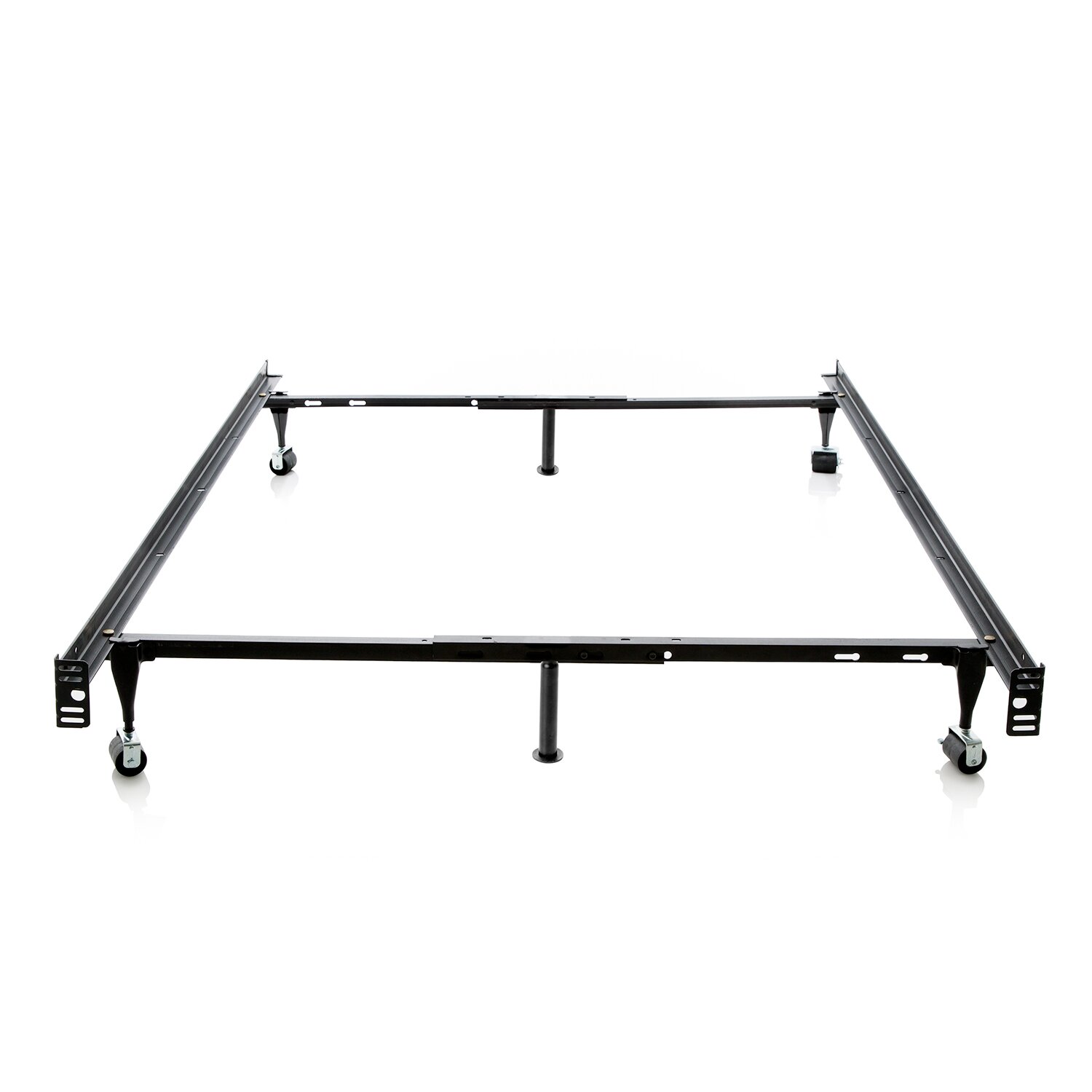 Malouf Heavy Duty 6-Leg Adjustable Metal Bed Frame With Rug Roller ...