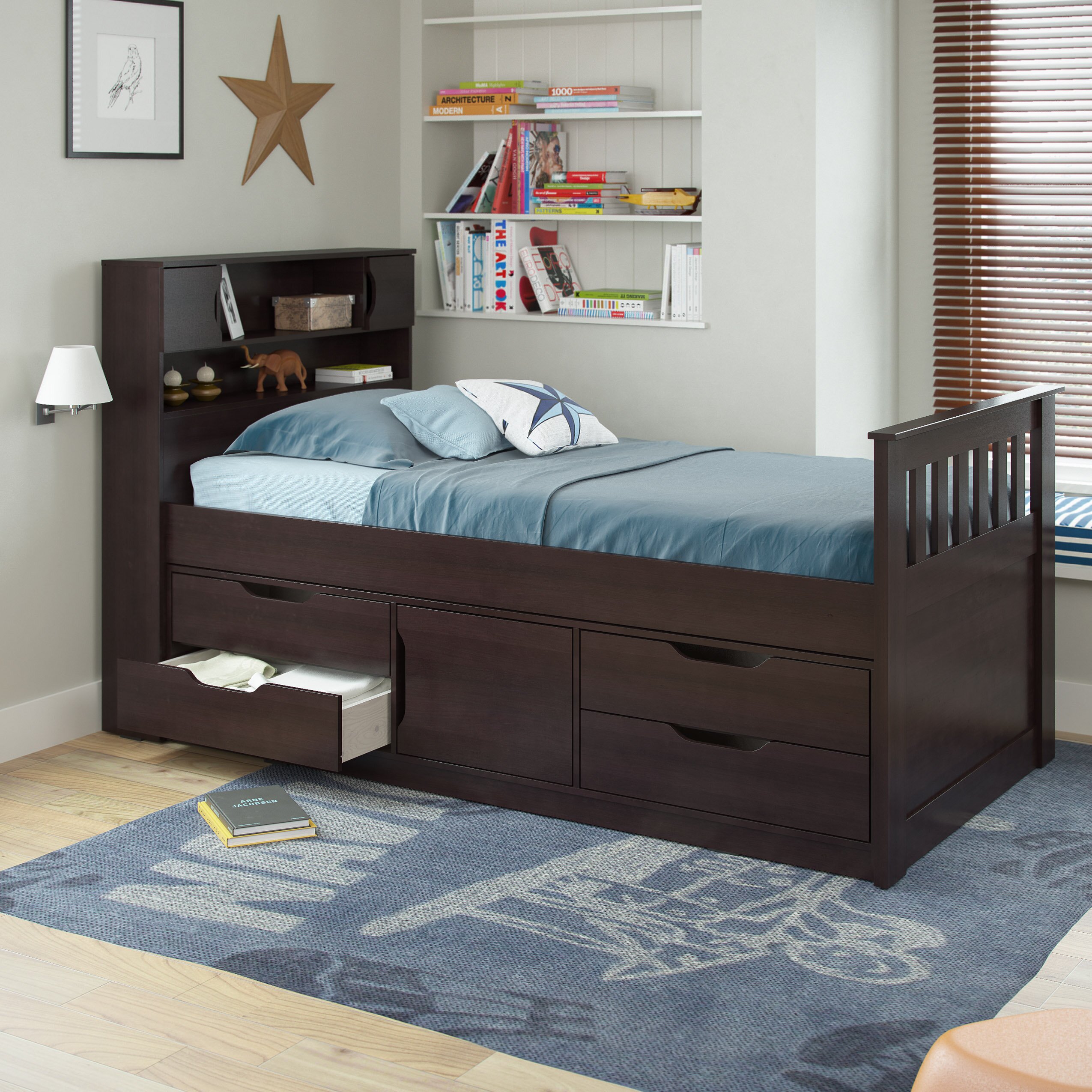 Madison Twin Captain Bed with Storage | Wayfair