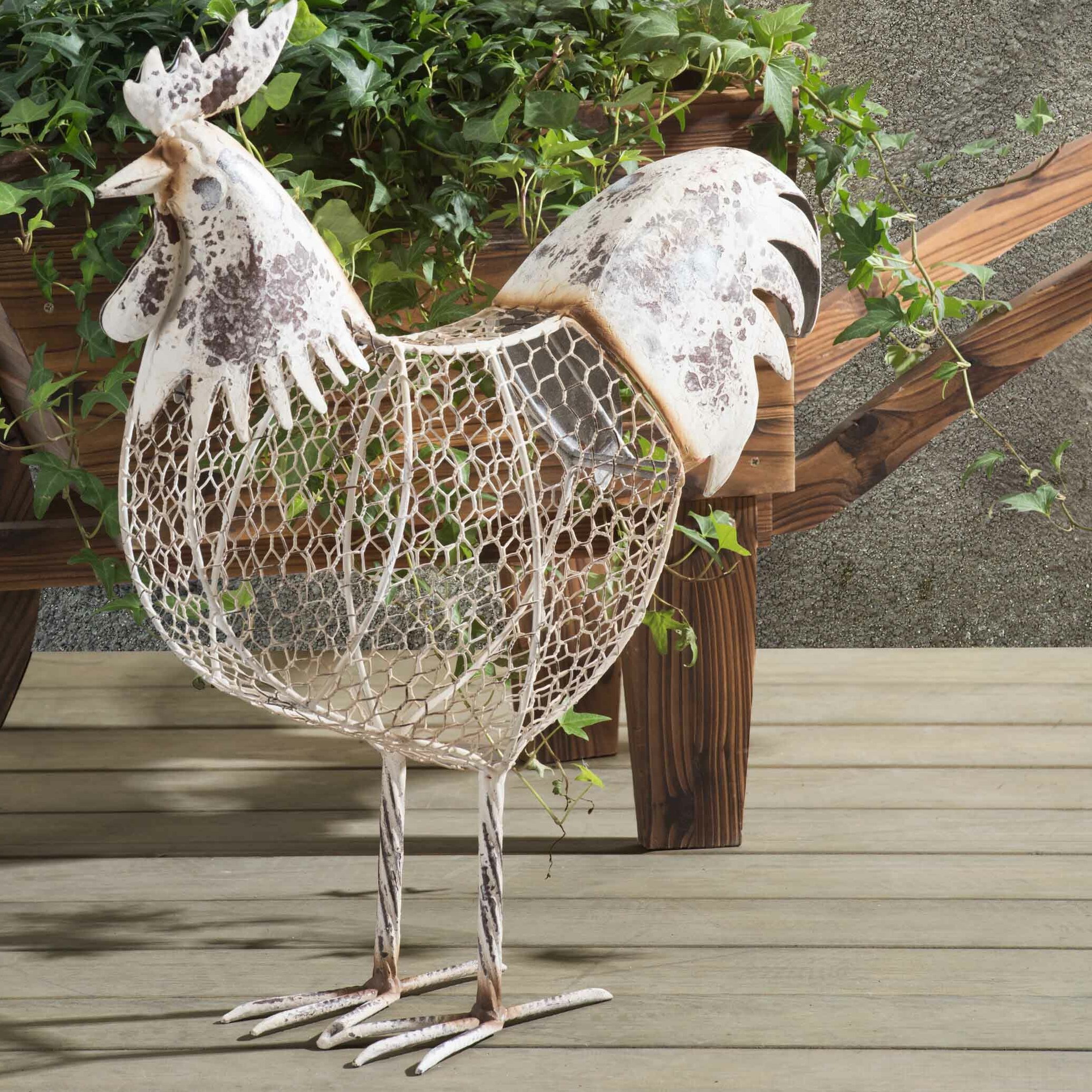 Chicken Wired Rooster Garden Statue Wayfair