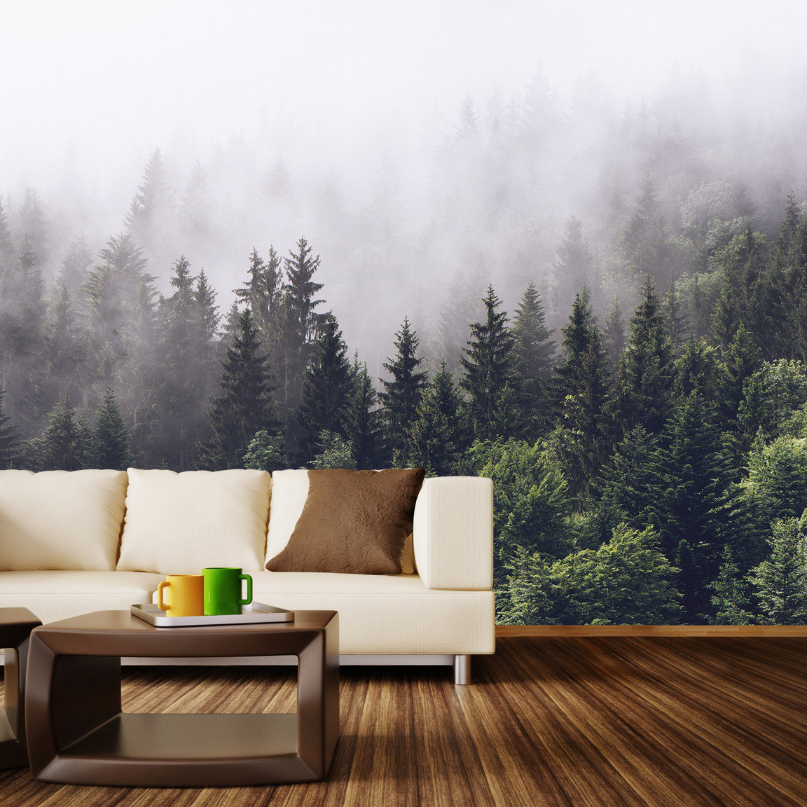 Misty Forest Wall Mural | Wayfair