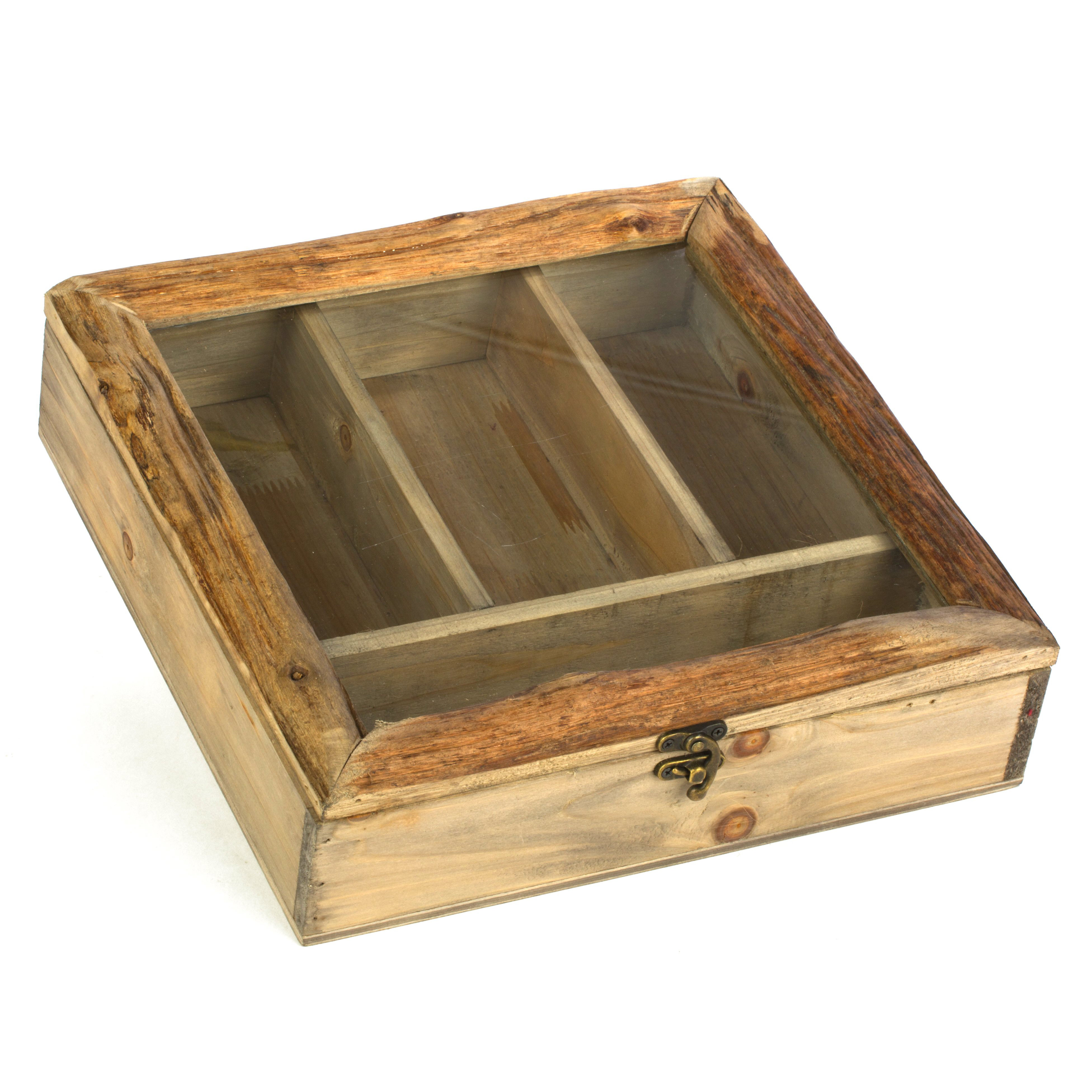 Natural Wooden Divided Box Wayfair