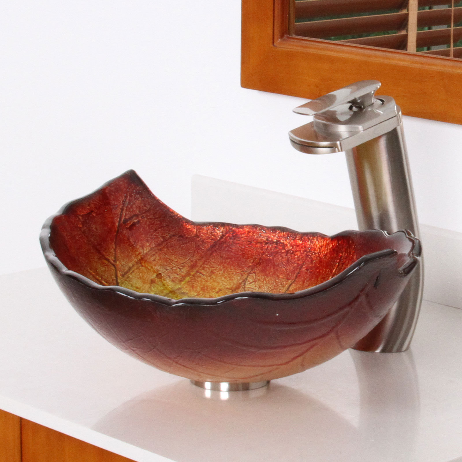 Hot Melted Summer Leaf Shaped Bowl Vessel Bathroom Sink Wayfair