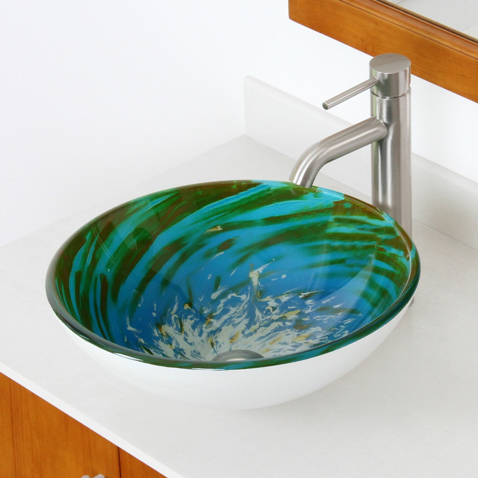 Elite Whirlpool Splash Hand Painted Bowl Vessel Bathroom Sink & Reviews ...