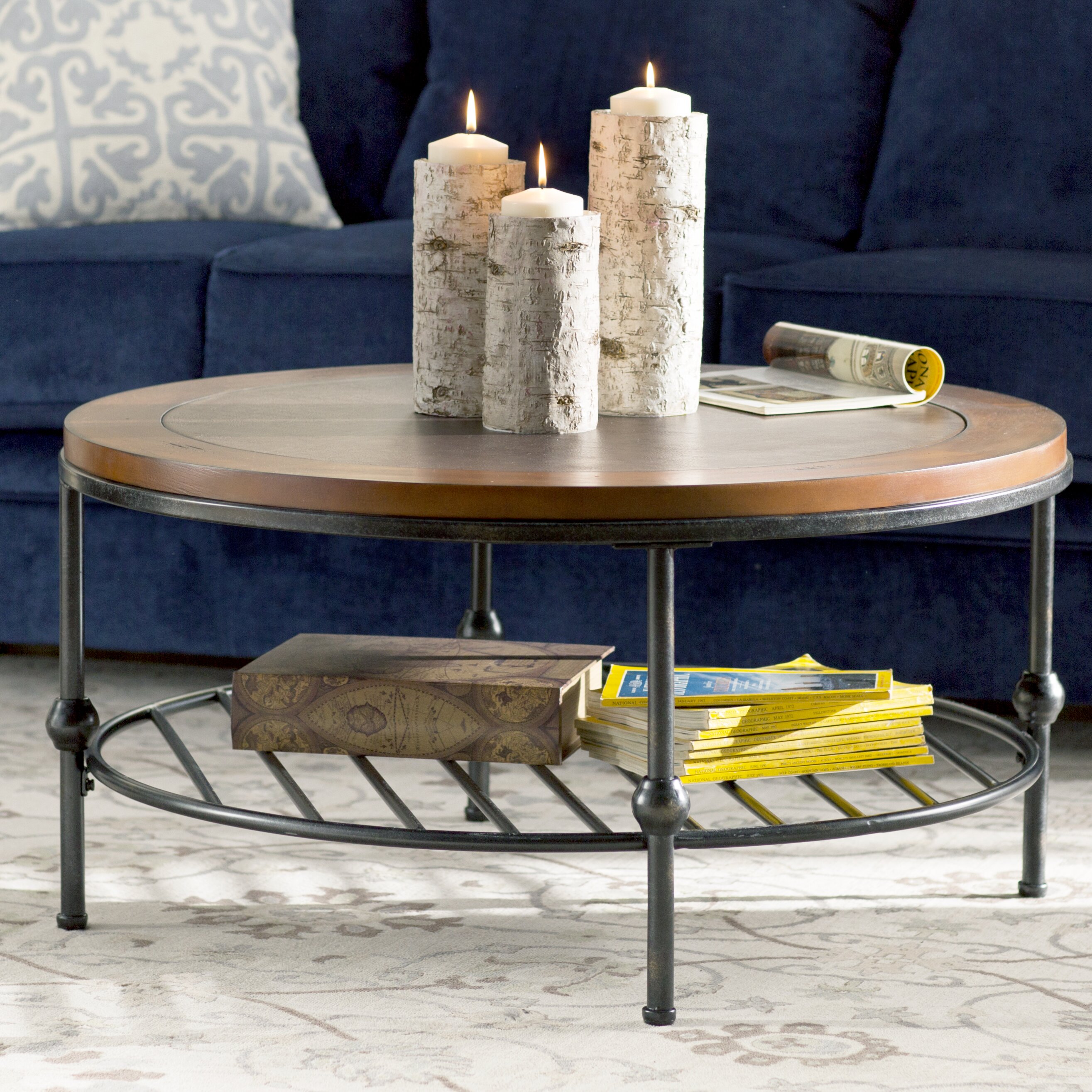 Three Posts Inset Leather Cocktail Table & Reviews | Wayfair.ca