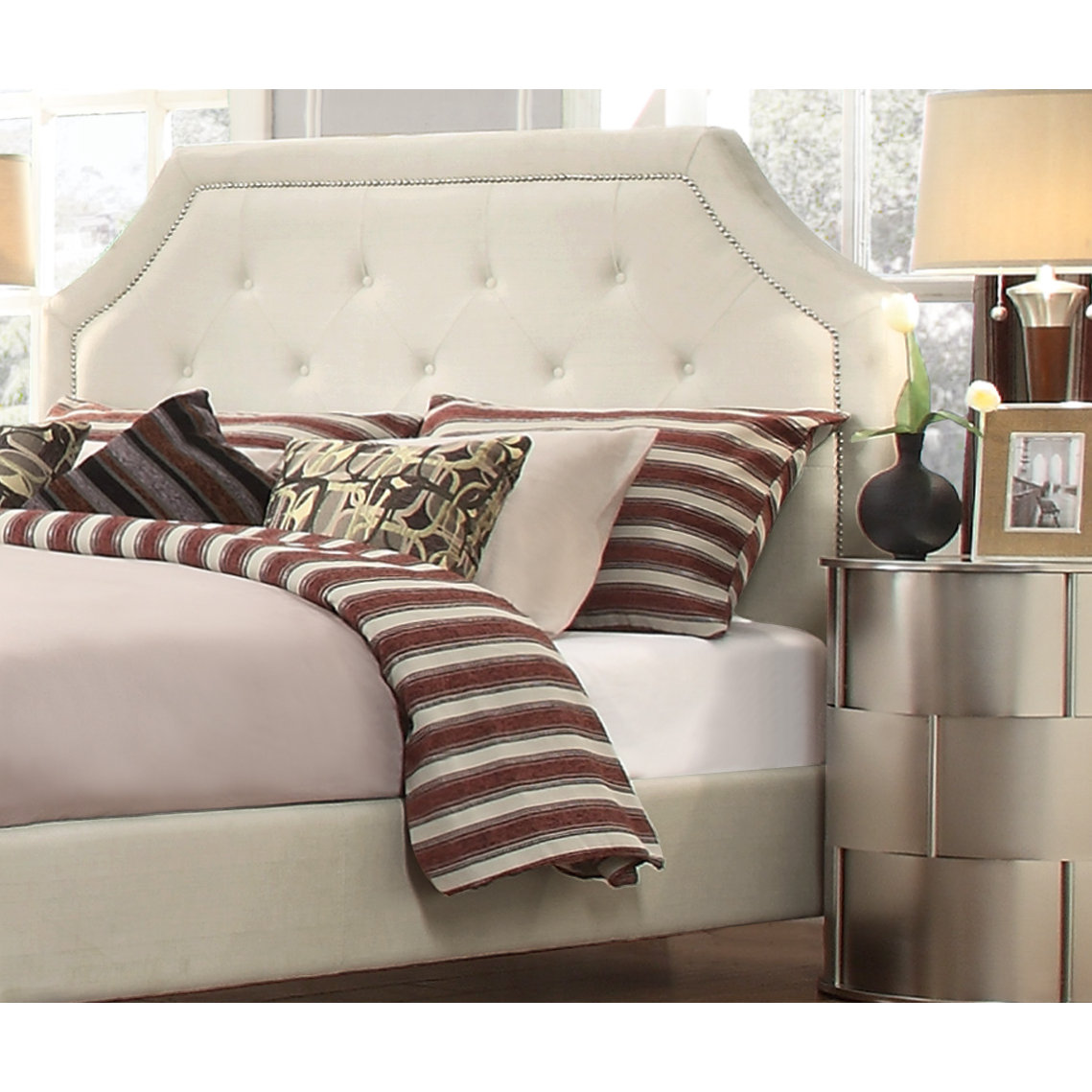 Three Posts Haysville Upholstered Headboard in Cream White & Reviews