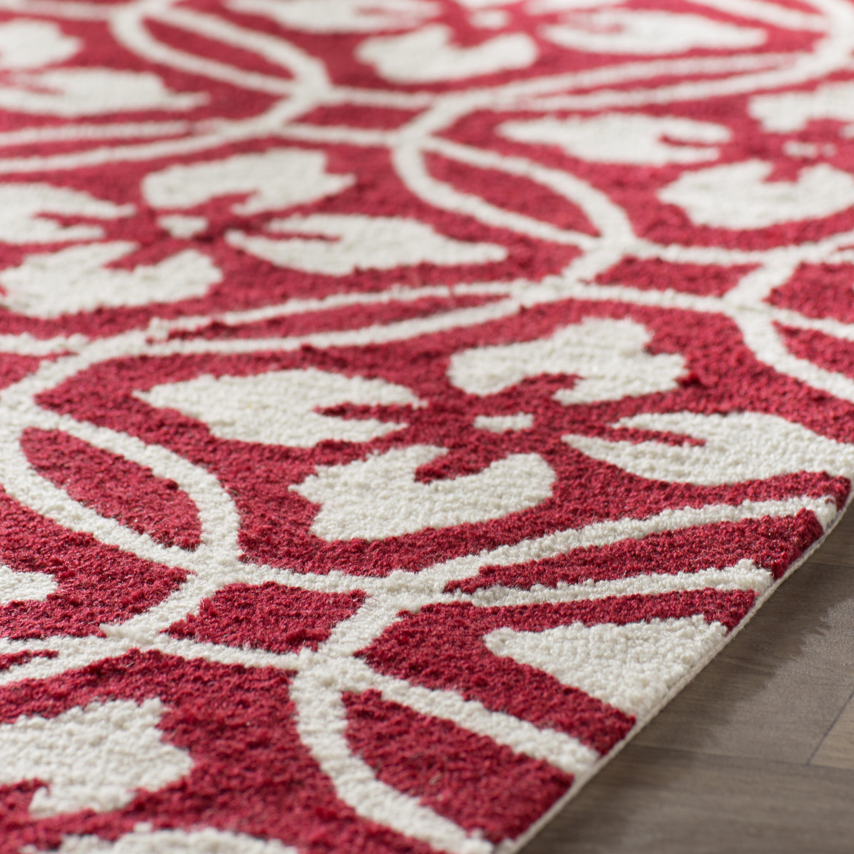 Hartford HandHooked Red / Ivory Area Rug Wayfair