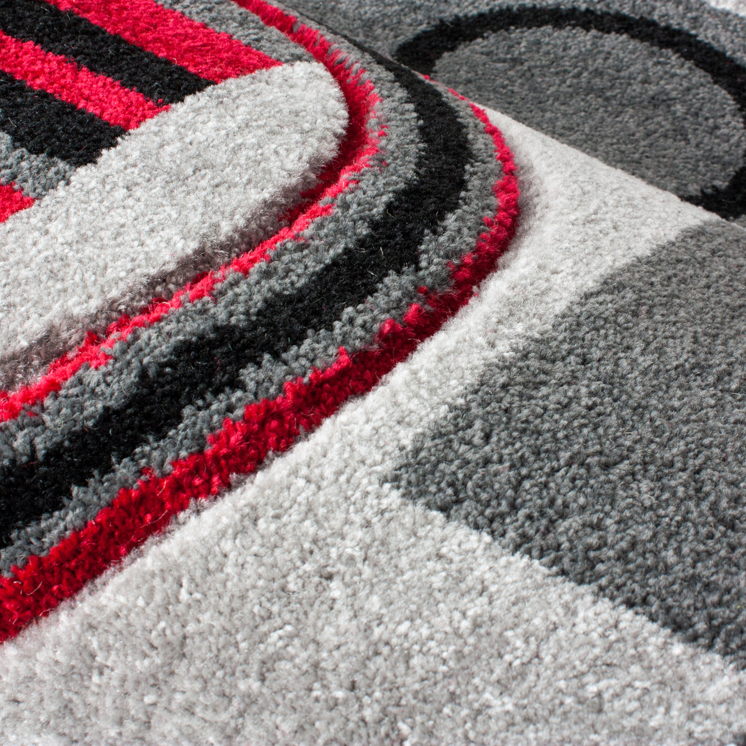 Ruby Galaxy Waves Grey & Red Area Rug Wayfair