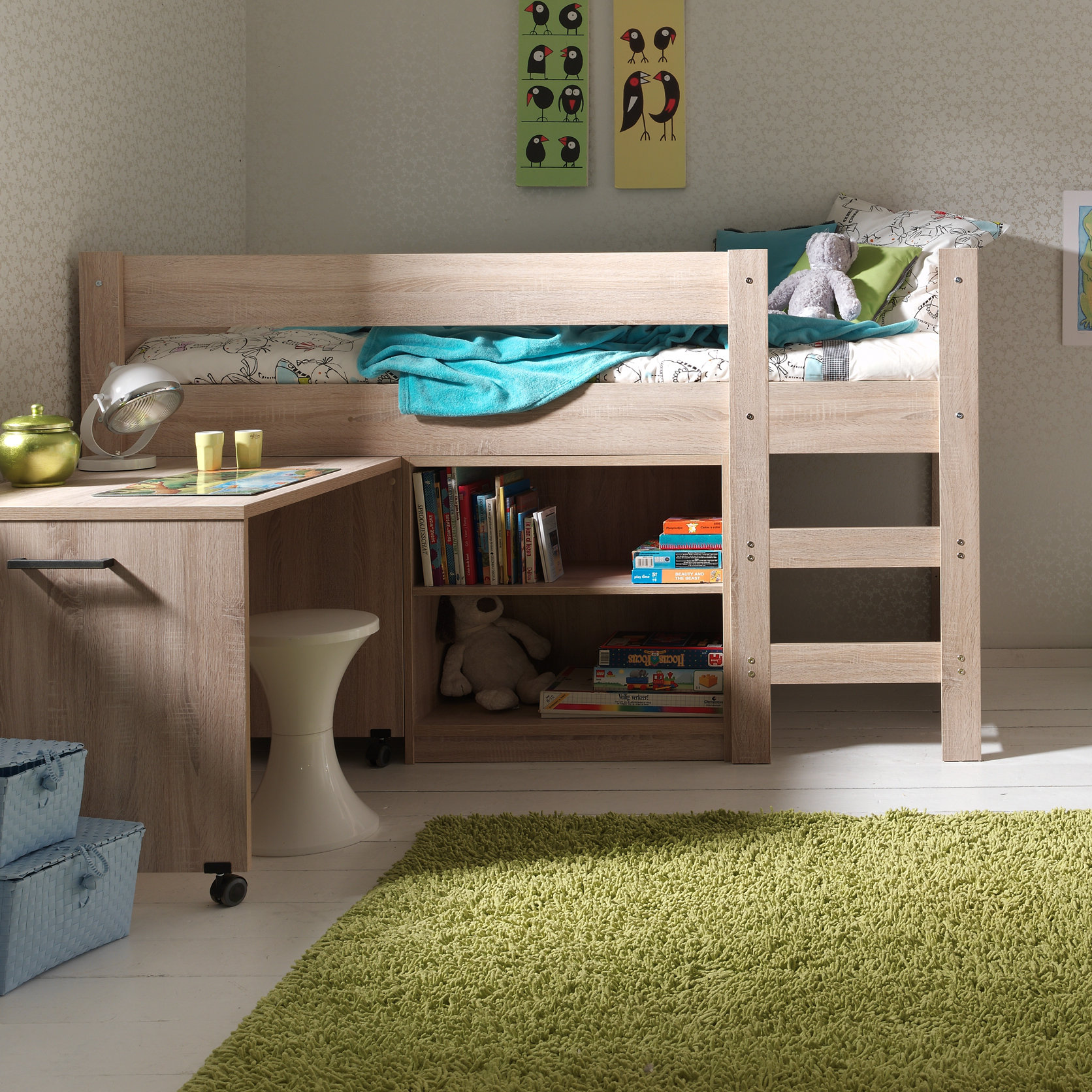 Home Etc Aline European Single Mid Sleeper Bed with Storage & Reviews Wayfair UK