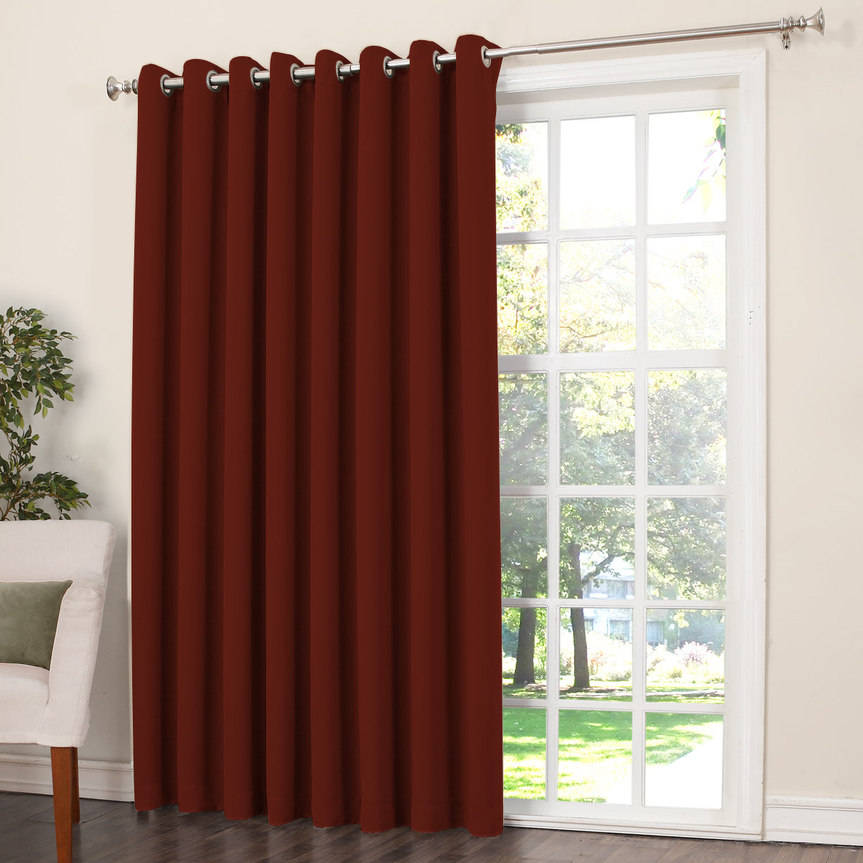 Groton Extra Wide Grommet Patio Door Curtain Panel with Wand Wayfair