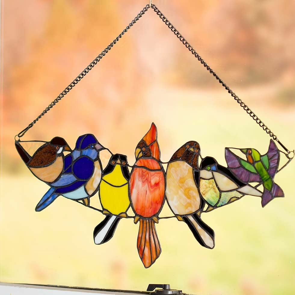 Hanging Stained Glass Bird Art | Wayfair