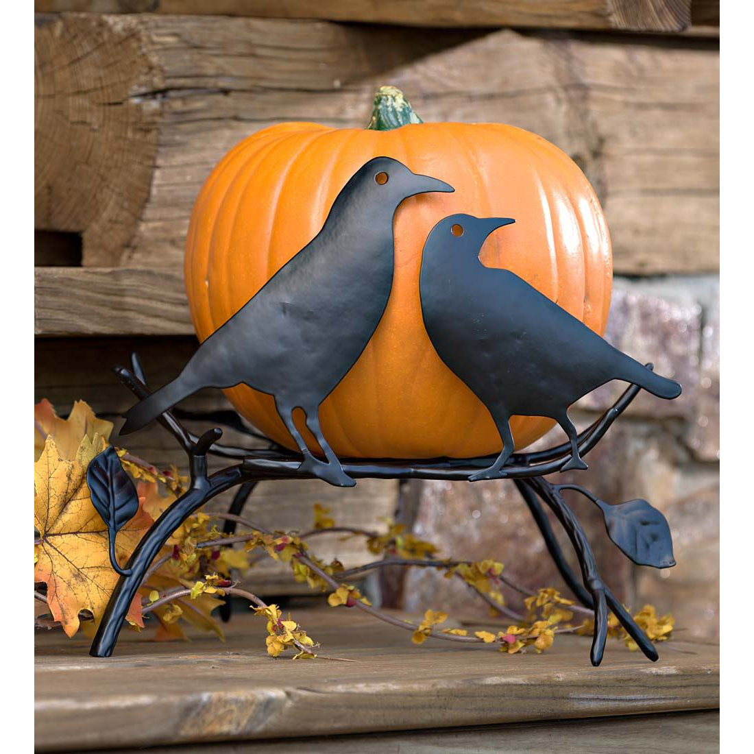 Plow & Hearth Halloween Pumpkin Holder with Ravens on Branch & Reviews Wayfair