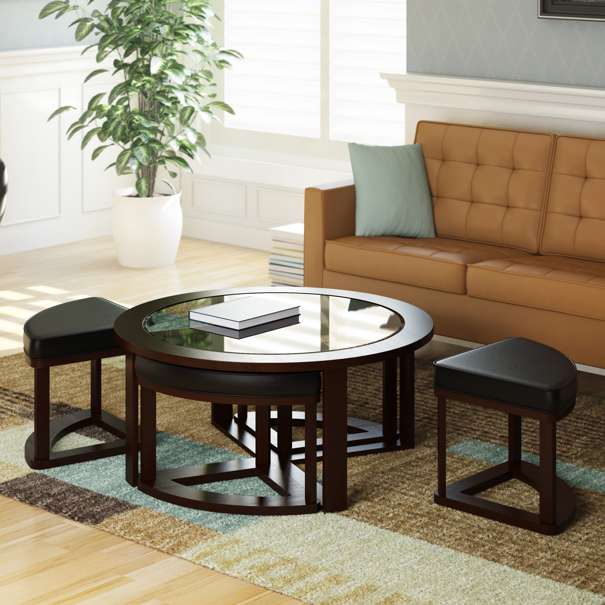 DCOR Design Belgrove Coffee Table With 4 Stools & Reviews