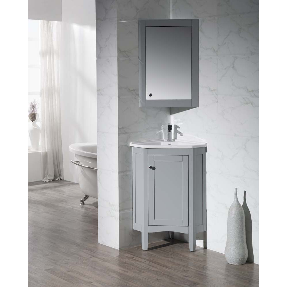 25" Single Corner Bathroom Vanity Set with Mirror | Wayfair