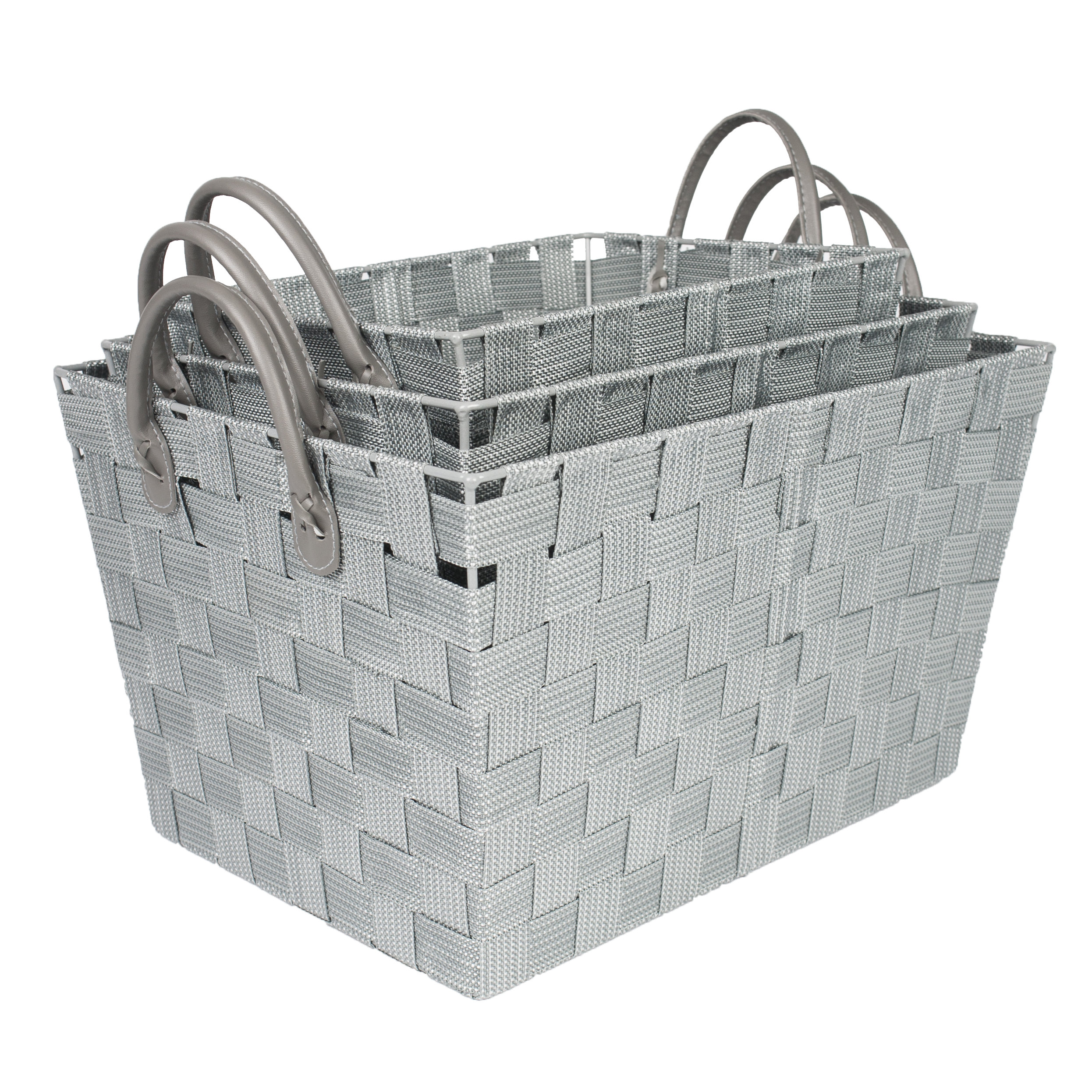3 Piece Woven Storage Baskets with Handles Wayfair