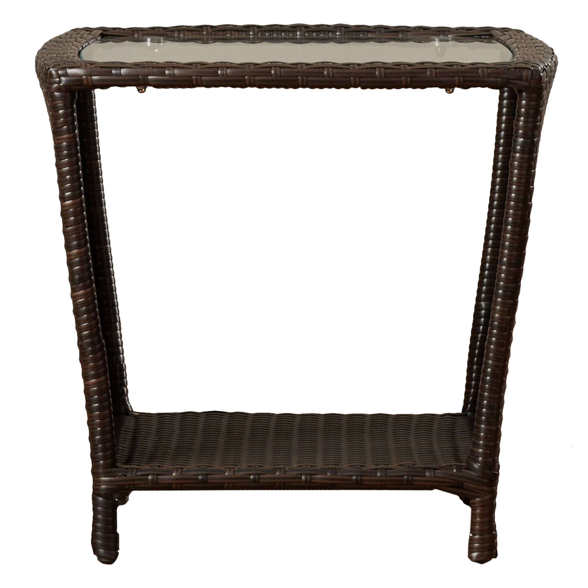 Mercury Row Austral Outdoor Wicker Side Table with Glass Top & Reviews