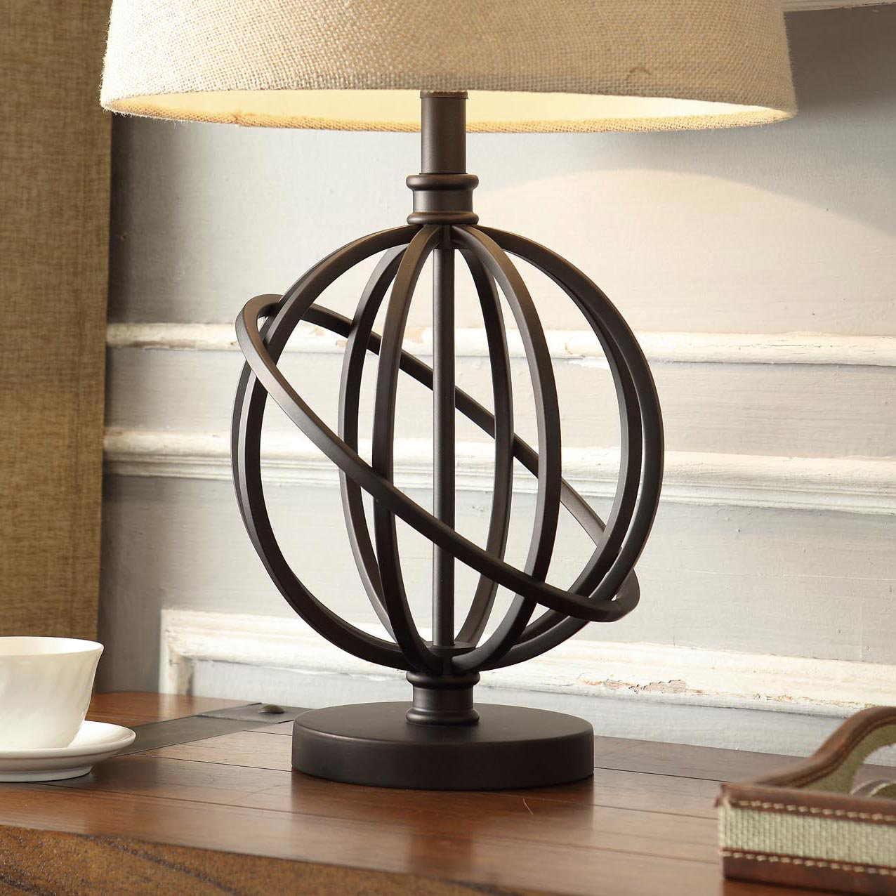 Mercury Row Oliver Metal Orbit Globe 26" H Table Lamp with Empire Shade