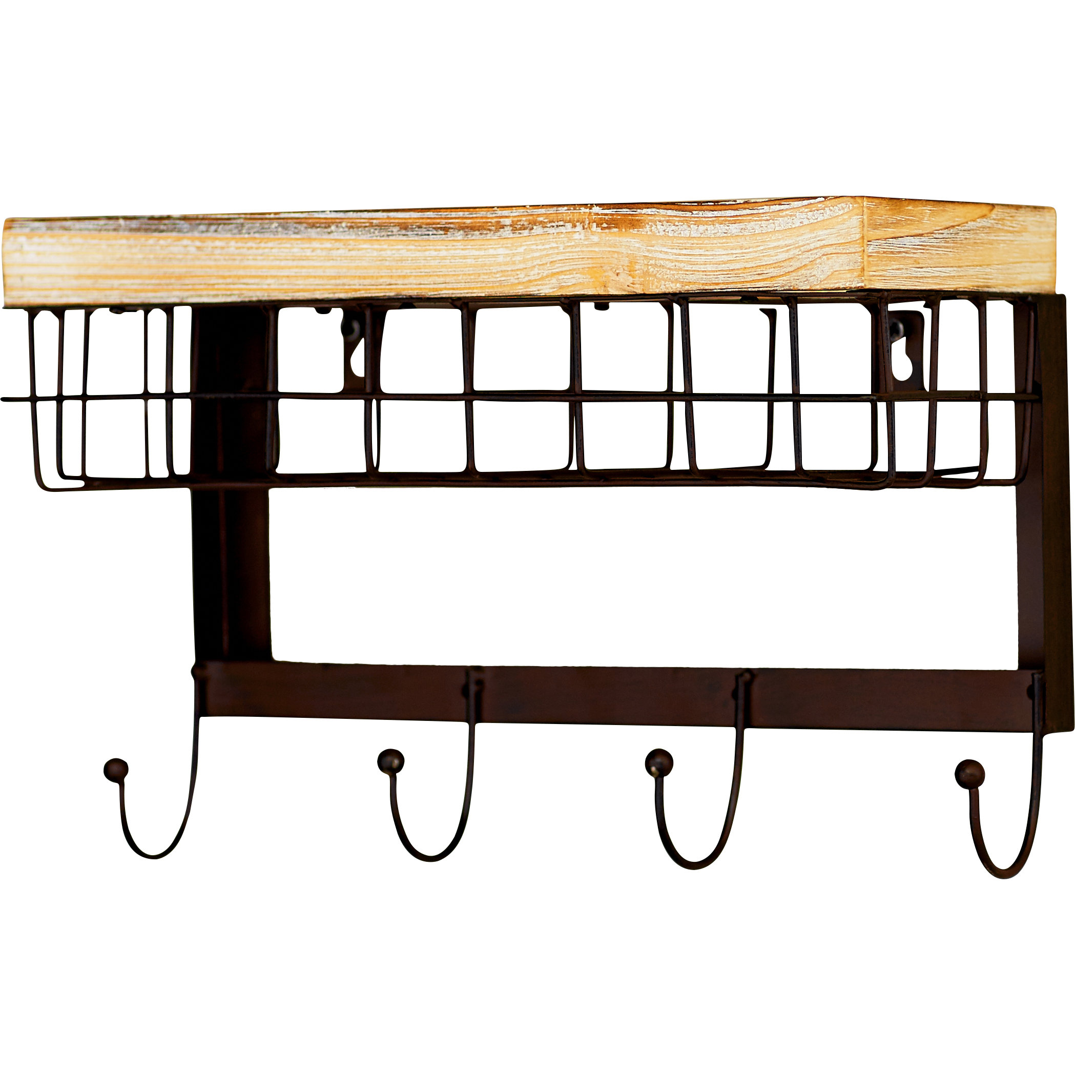 Mercury Row Modern 4 Hook Wall Rack with Basket & Reviews Wayfair.ca