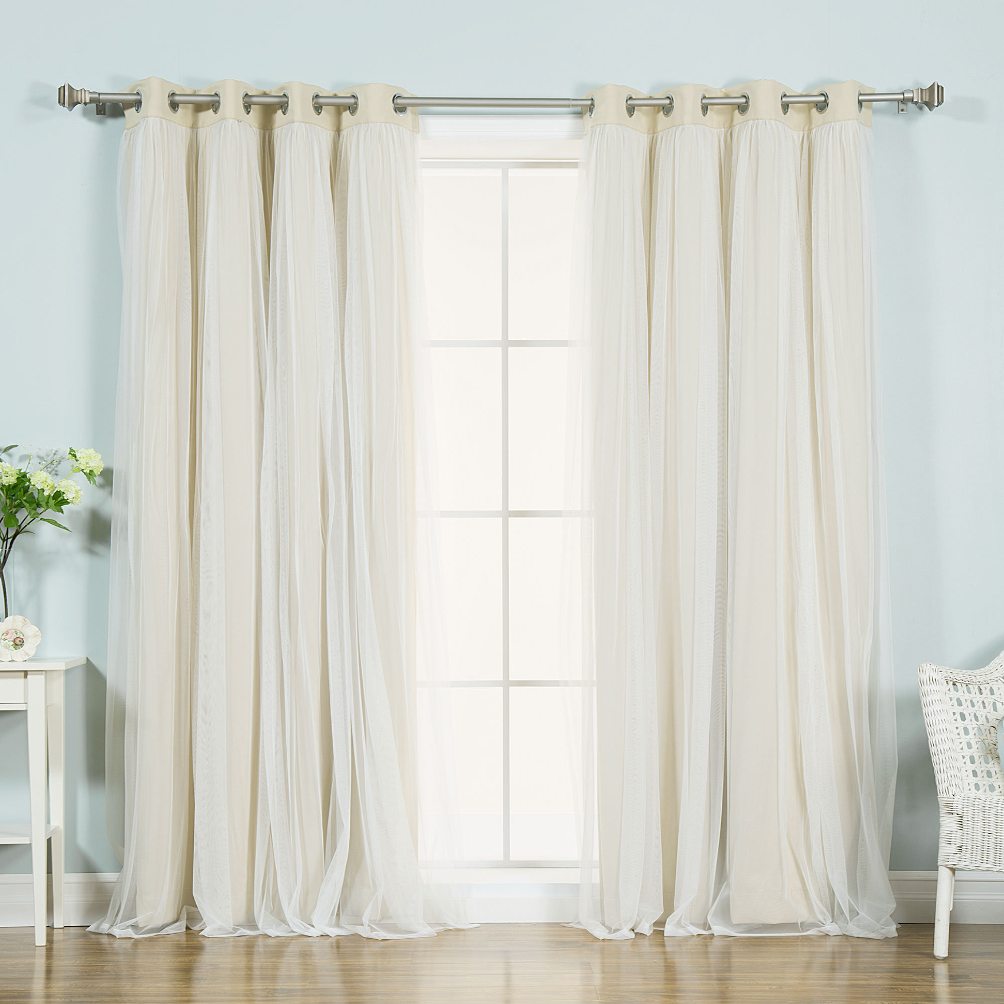 Best Home Fashion, Inc. Lace Tulle Overlay Light Filtering Blackout