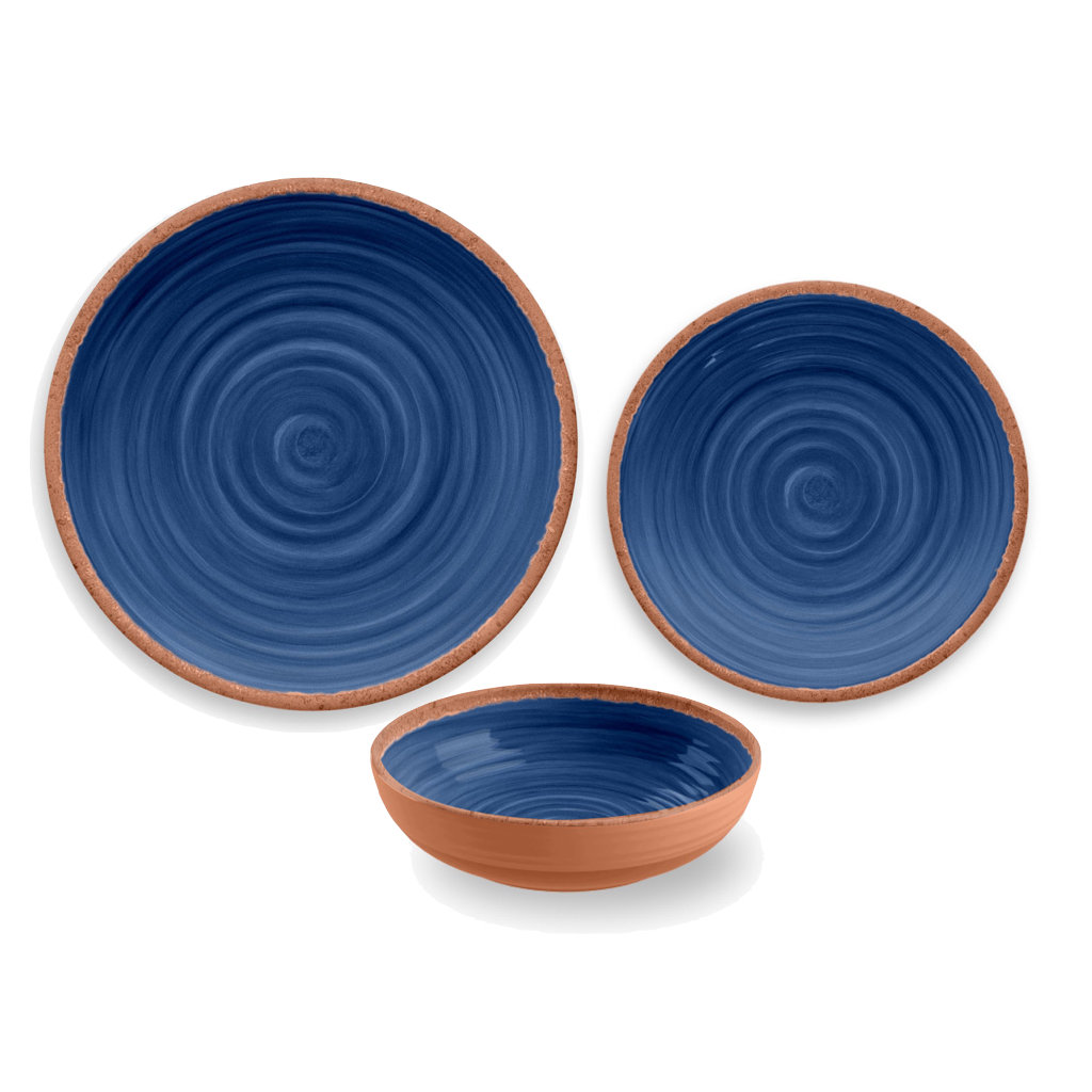 TarHong 12 Piece Terra Cotta Rustic Swirl Dinnerware Set AllModern