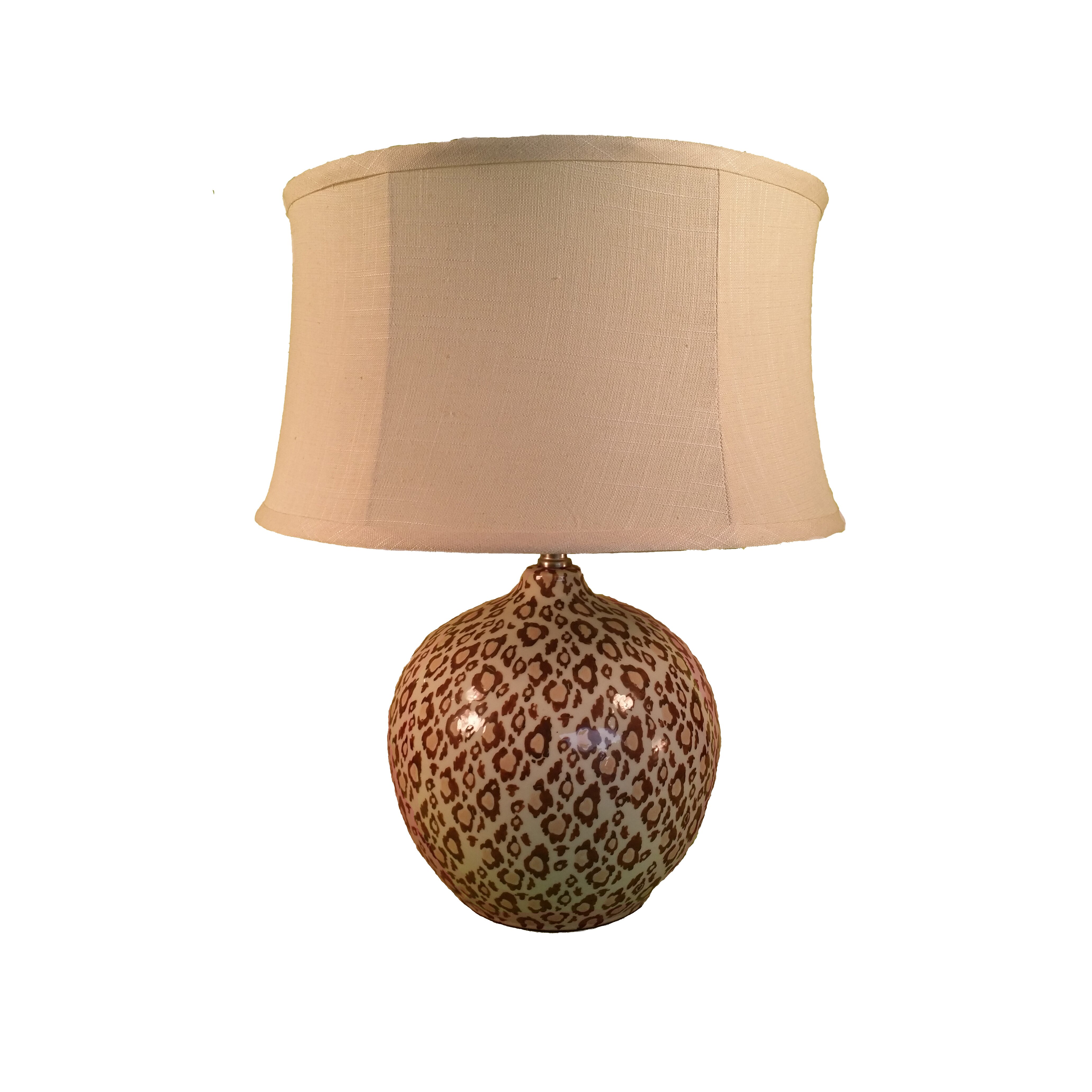 Lamp Inc Jenkins Lamp, Inc. Leopard Spotted Ceramic 23&quot; H Table Lamp with Drum Shade