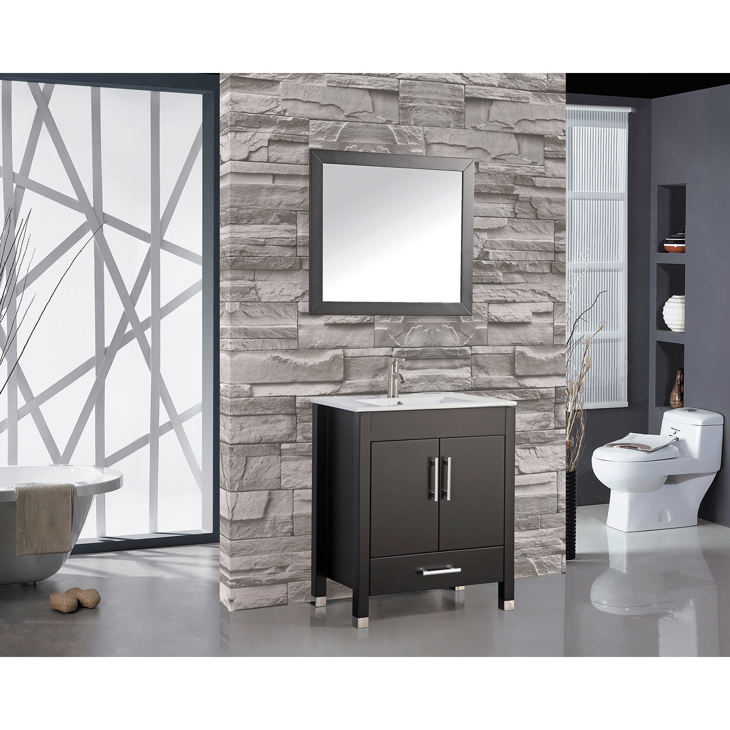 Monaco 24" Single Sink Bathroom Vanity Set with Mirror Wayfair