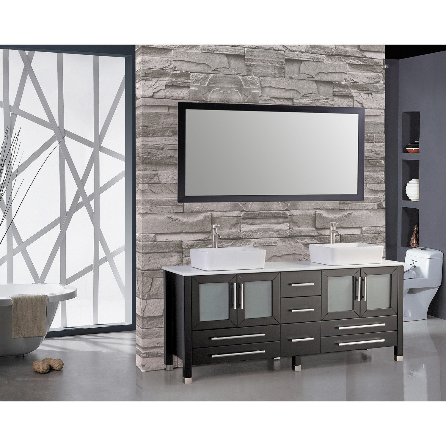 MTDVanities Malta 61" Double Bathroom Vanity Set with Mirror & Reviews Wayfair