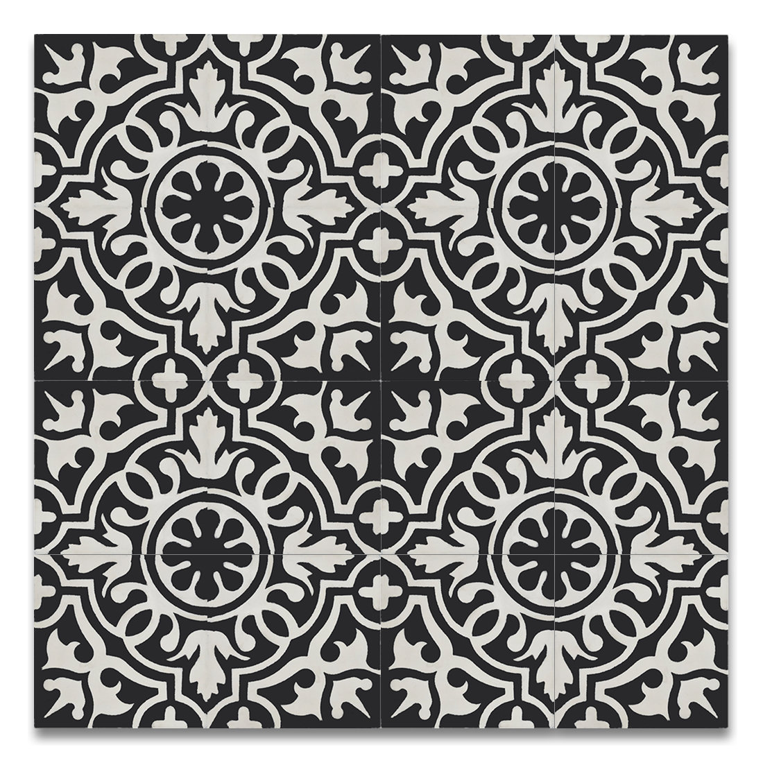 Baha Handmade 8" x 8" Cement Tile in Black and White Wayfair