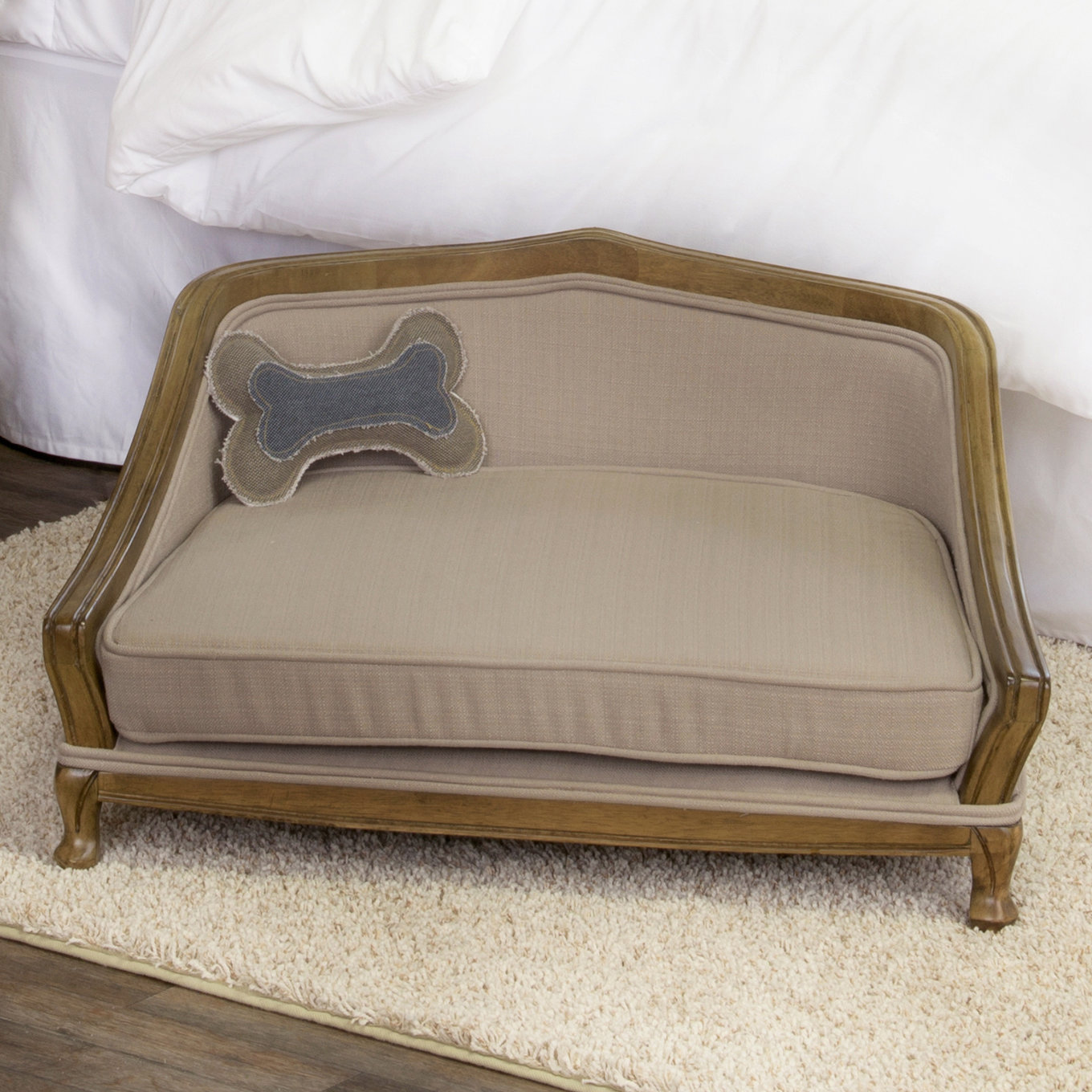 HomePop Sophisticated Decorative Dog Sofa with Arched Wood Frame