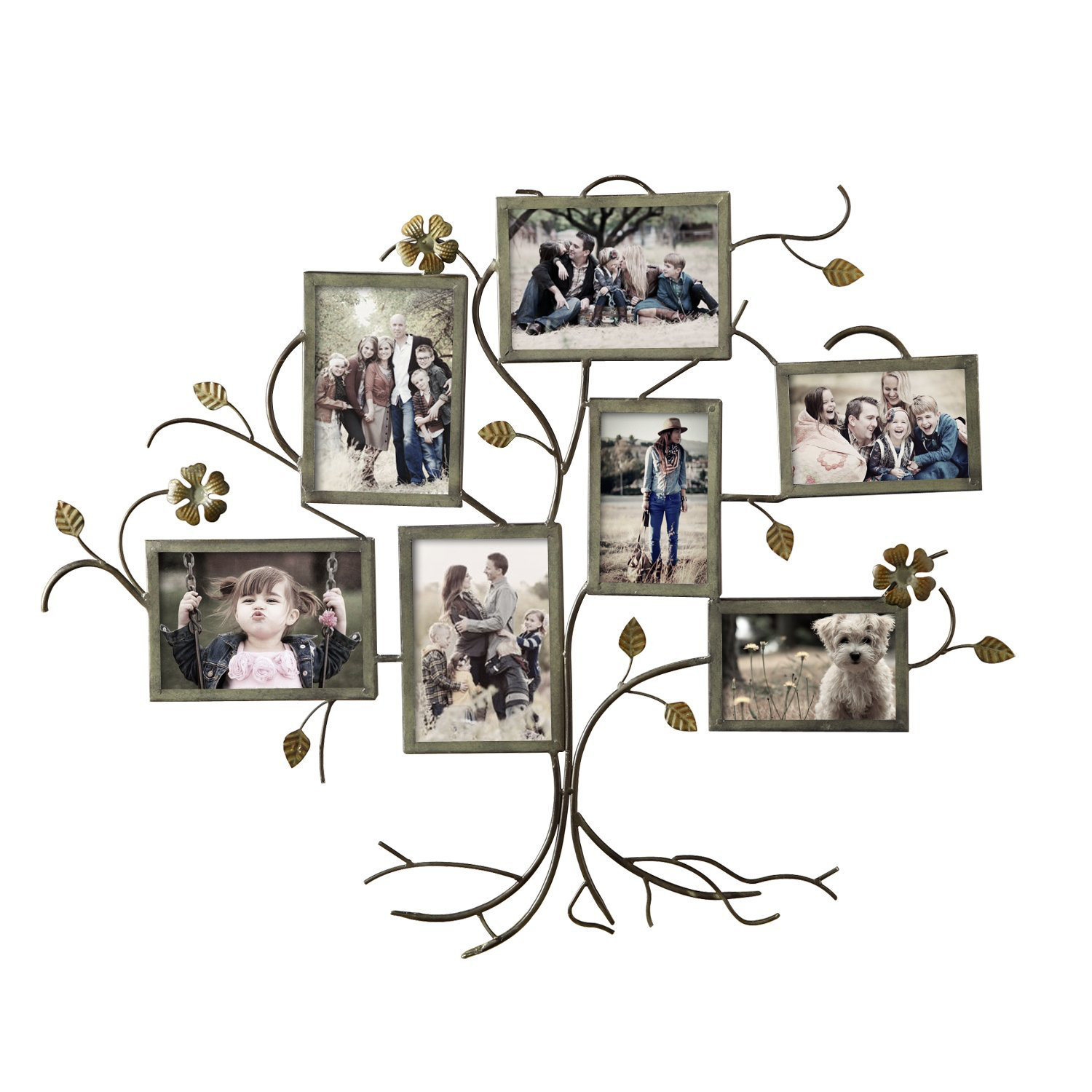 AdecoTrading 7 Opening Decorative BronzeColor Iron Family Tree Collage