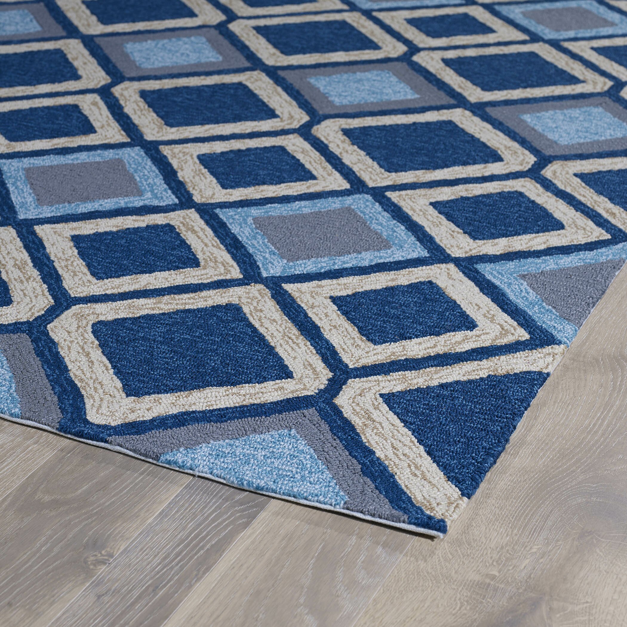 Kelly Home and Porch Blue Geometric Indoor/Outdoor Area Rug | Wayfair