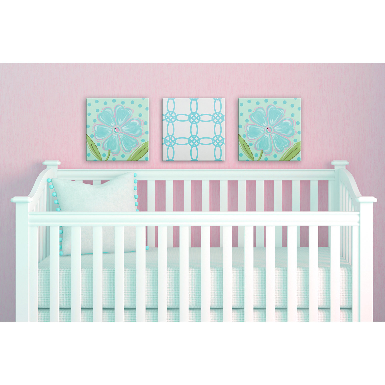 3 Piece Imagination Squares Aqua Canvas Art Set Wayfair