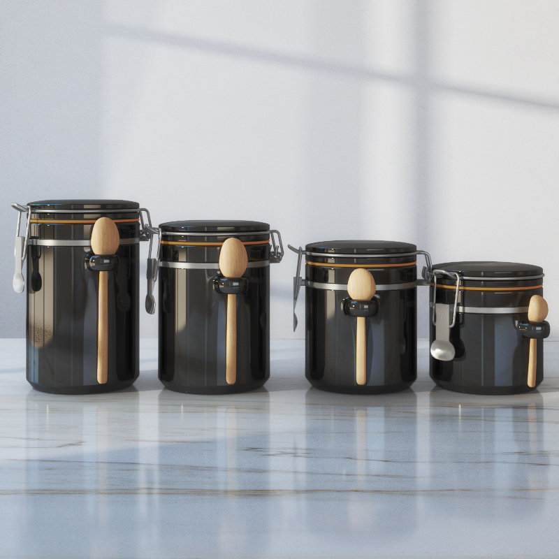 Wayfair Basics Wayfair Basics 4 Piece Canister Set with Spoon & Reviews