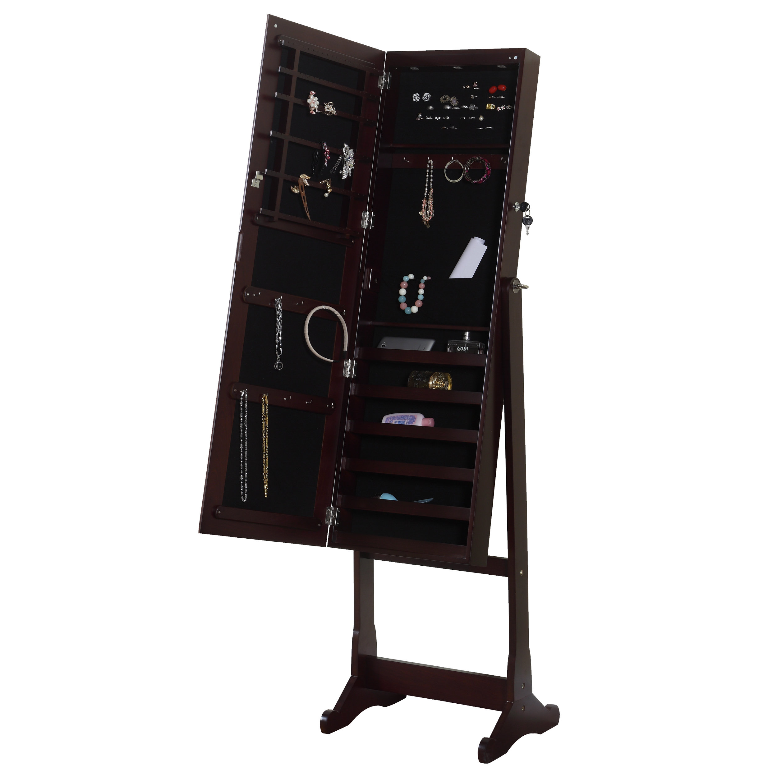 Artiva USA Home Deluxe Floor Standing Jewelry Armoire with Mirror and