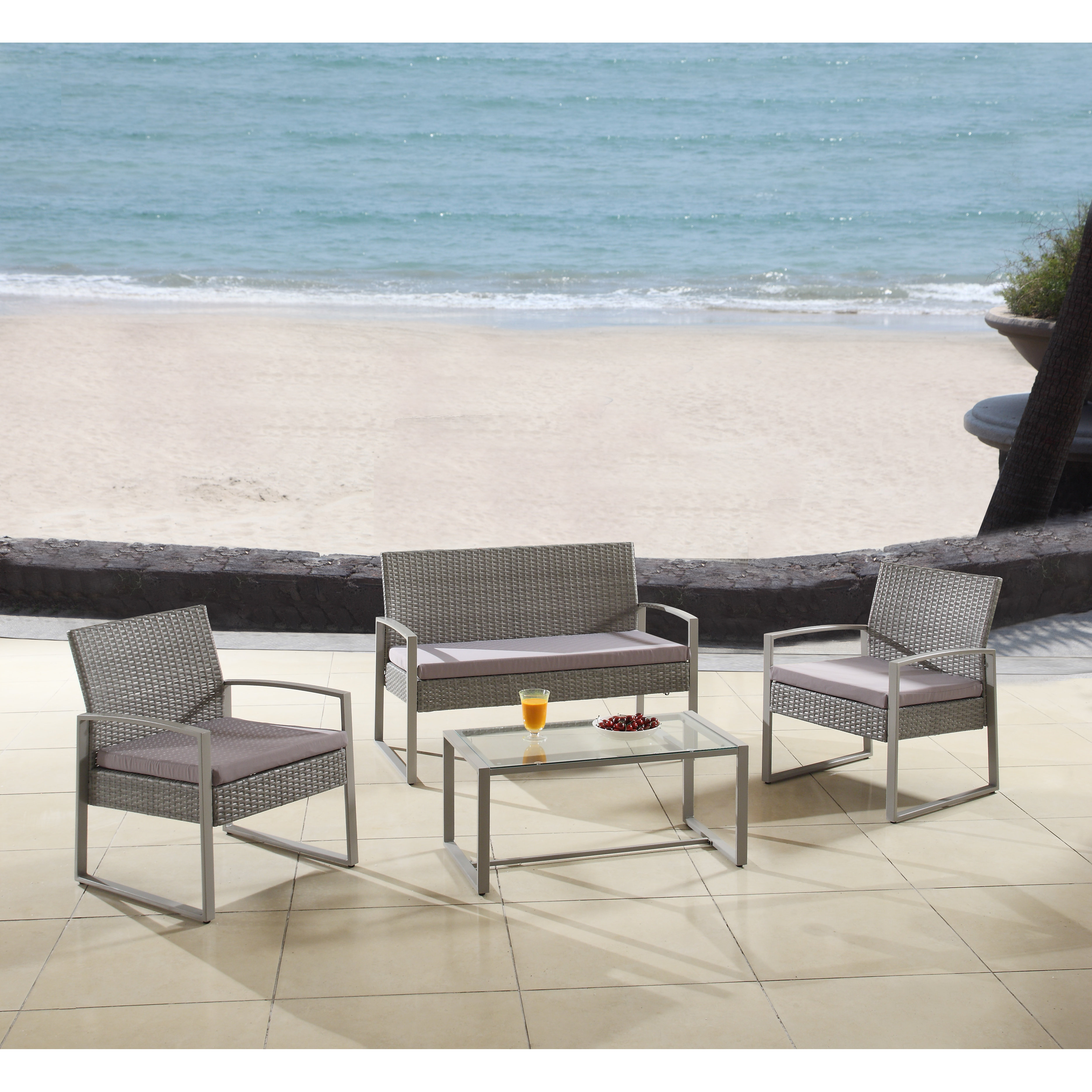 Madison Home USA Modern Outdoor Patio 4 Piece Seating Group with