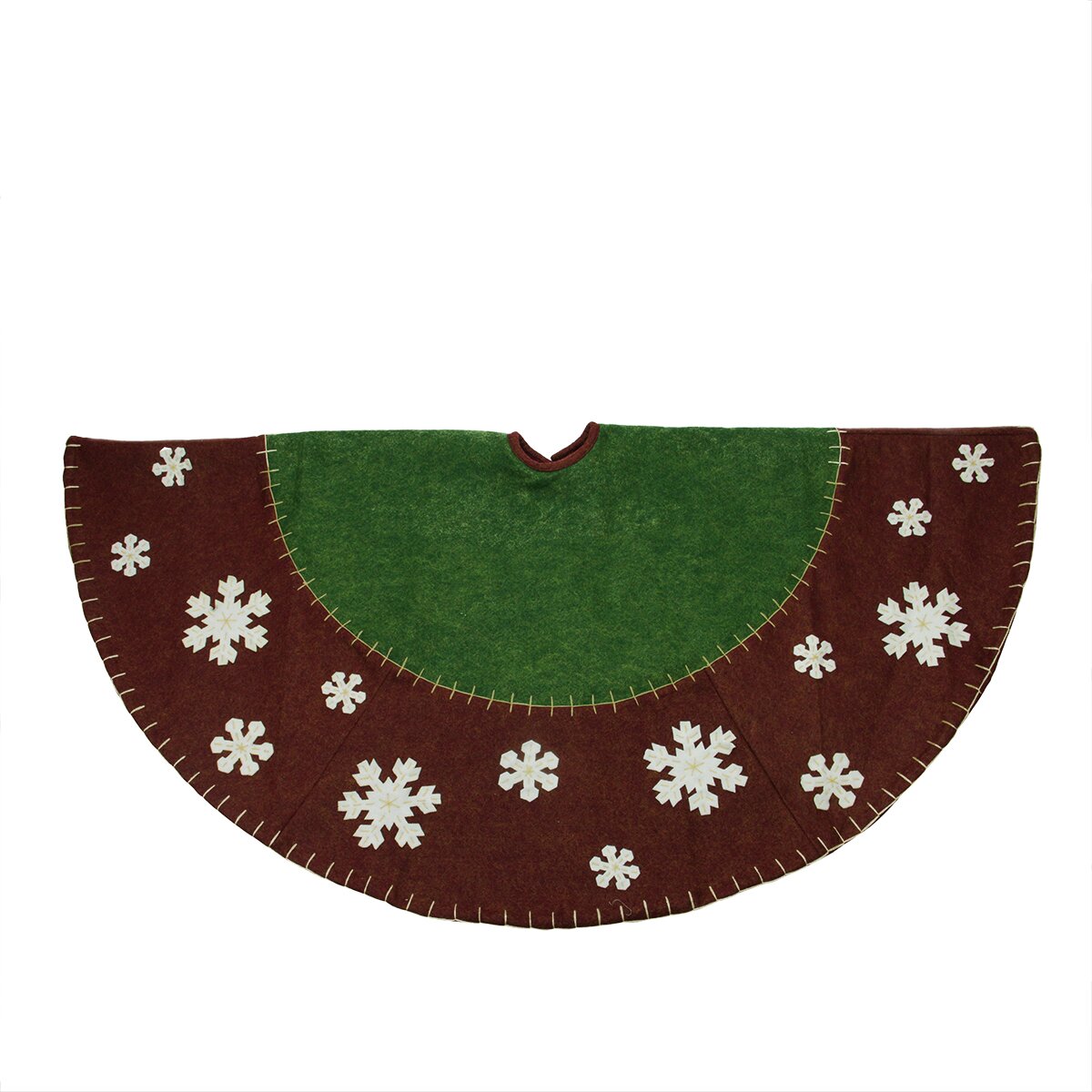 Country Christmas Tree Skirt with Snowflake Appliques | Wayfair