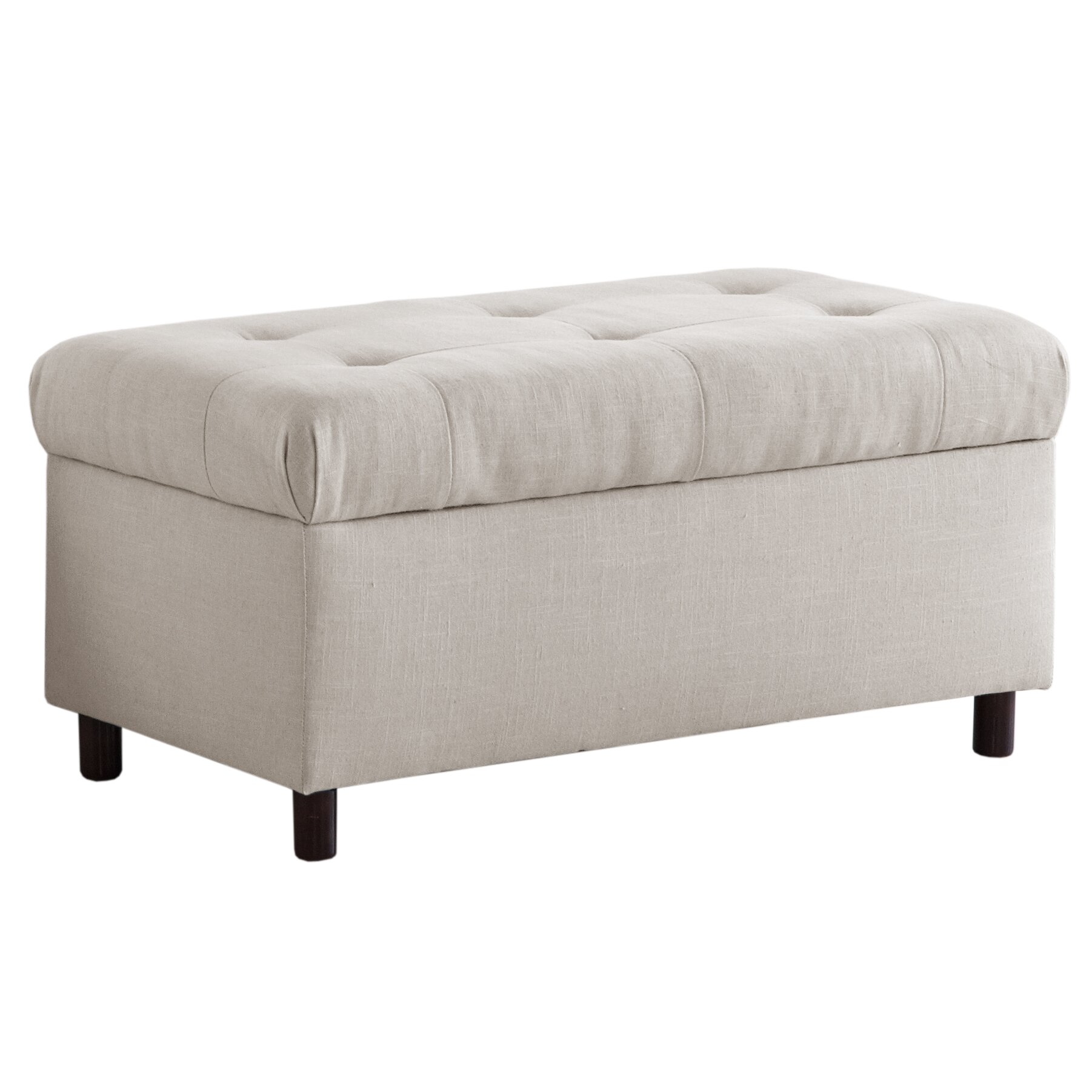 Alcott Hill Henrietta Tufted Linen Storage Bedroom Bench