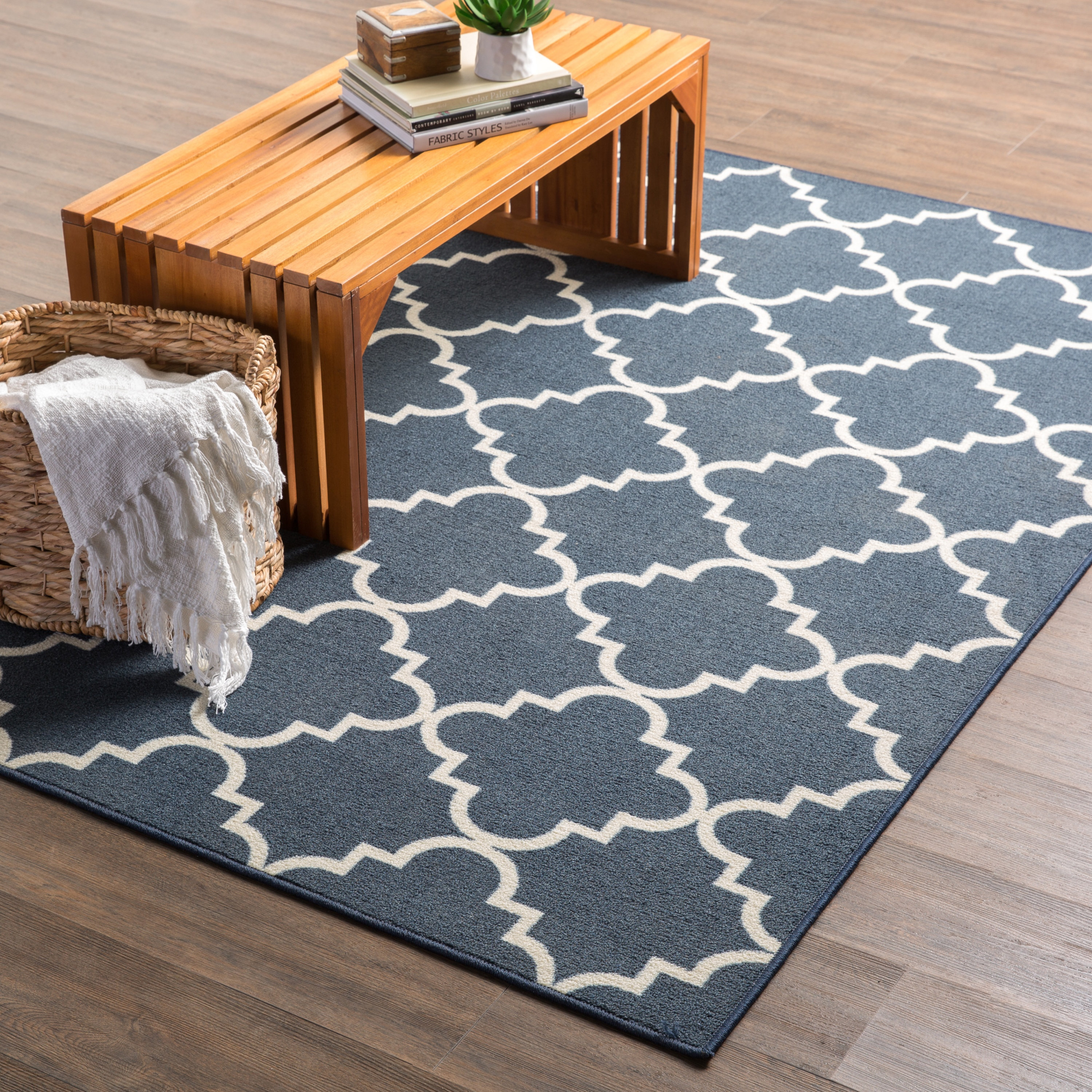 Alcott Hill Fancy Trellis Navy Area Rug & Reviews Wayfair