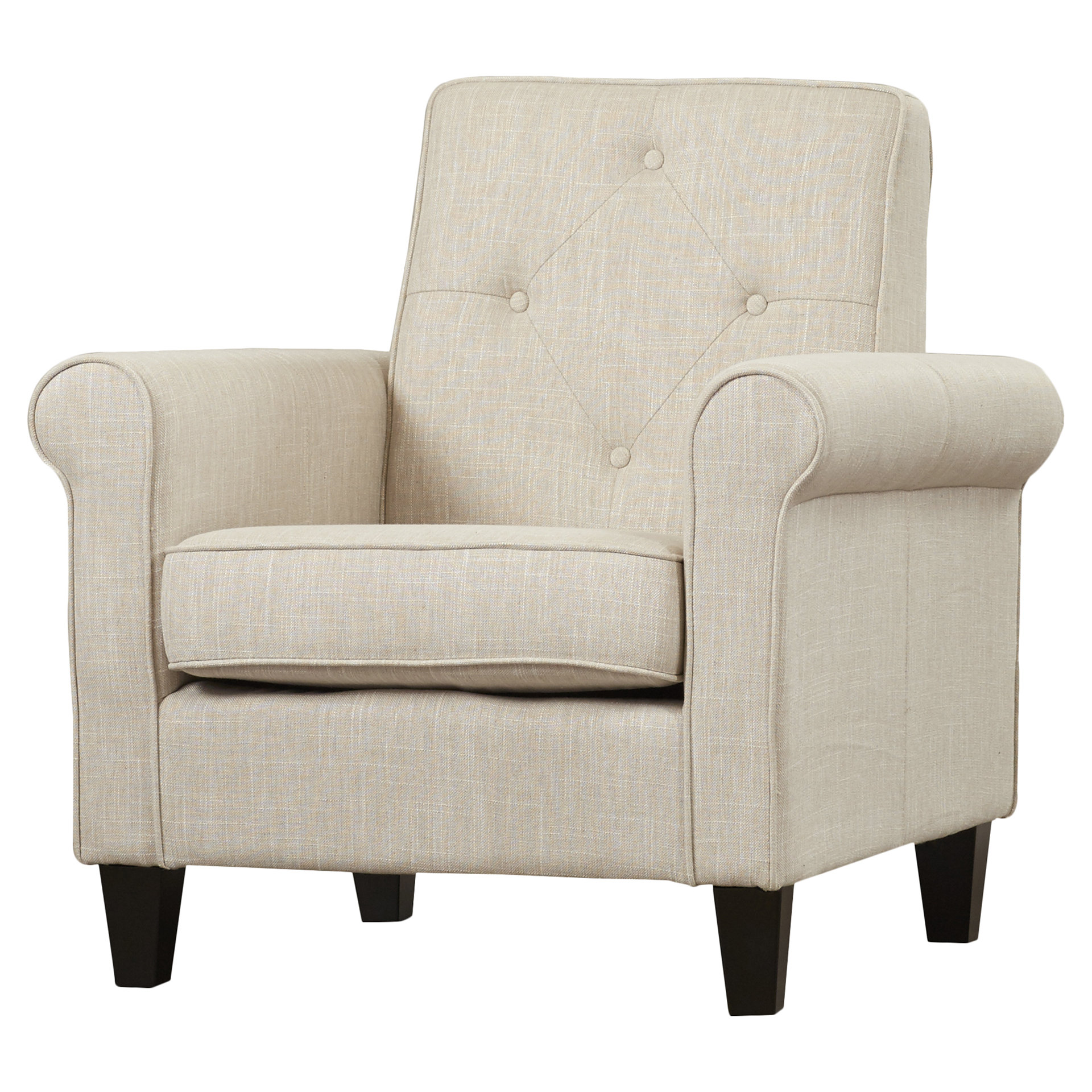 Coll Tufted Upholstered Lounge Chair in Beige Linen Wayfair