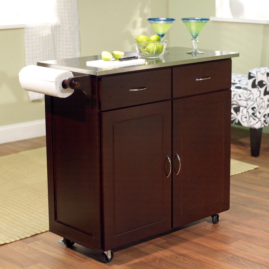 Brayden Studio Dayville Large Kitchen Cart with Stainless Steel Top \u0026 Reviews  Wayfair