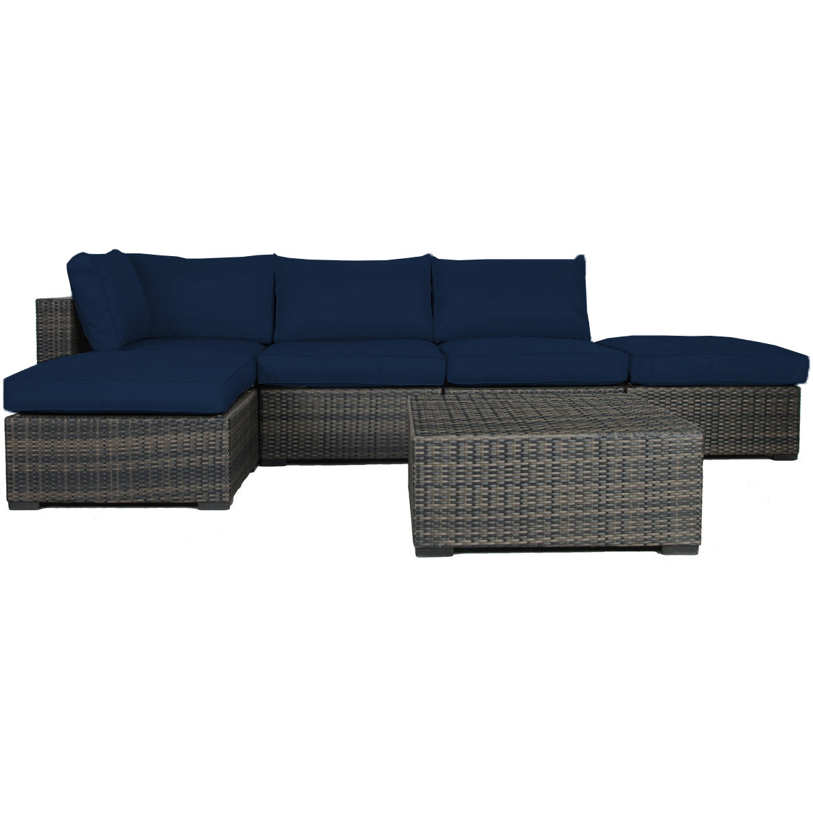 Brayden Studio Biggins 6 Piece Wicker Deep Sectional Seating Group with