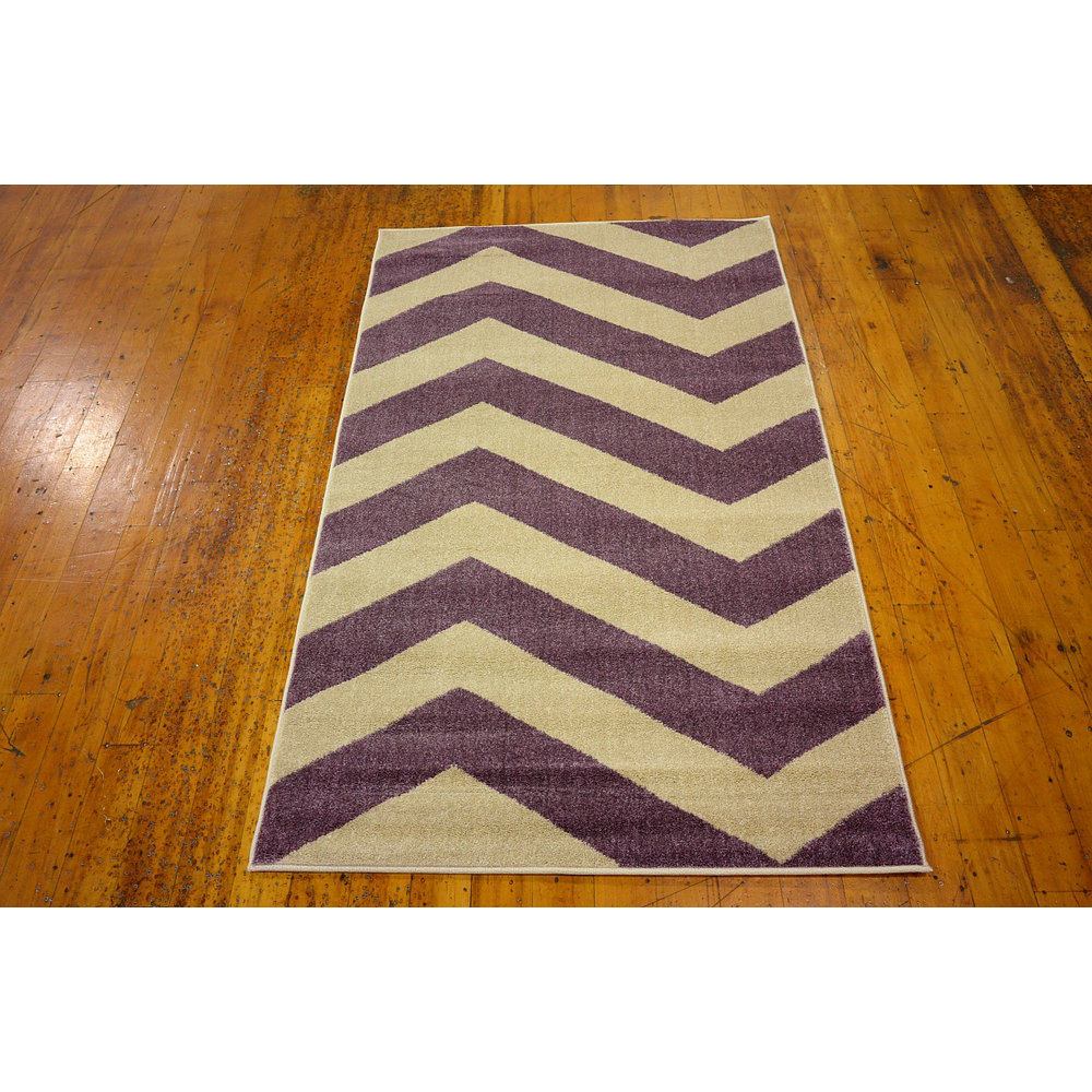 Chevron Purple/Cream Area Rug Wayfair