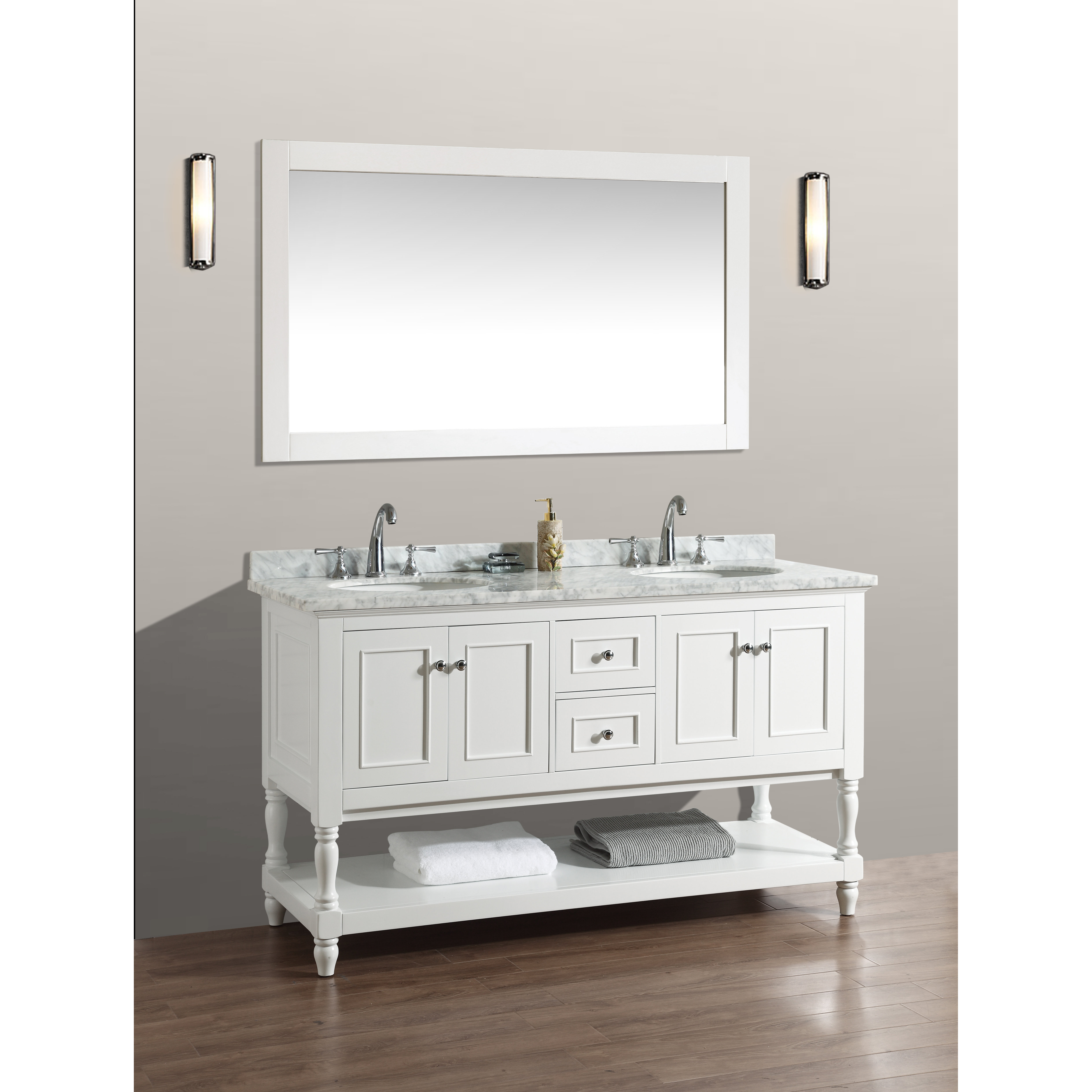 Cape Cod 60" Double Bathroom Vanity Set with Mirror Wayfair