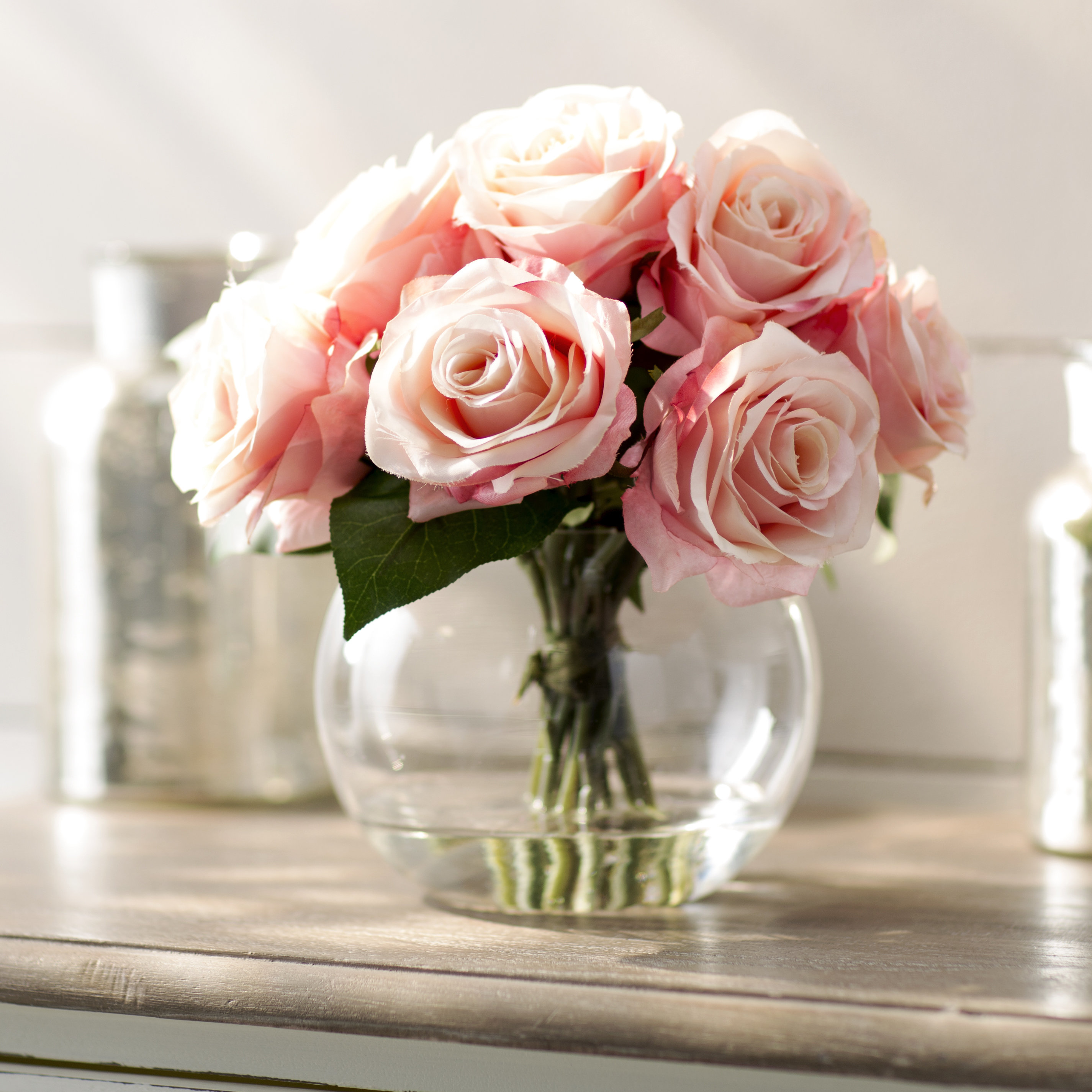 Roses in Glass Vase Wayfair