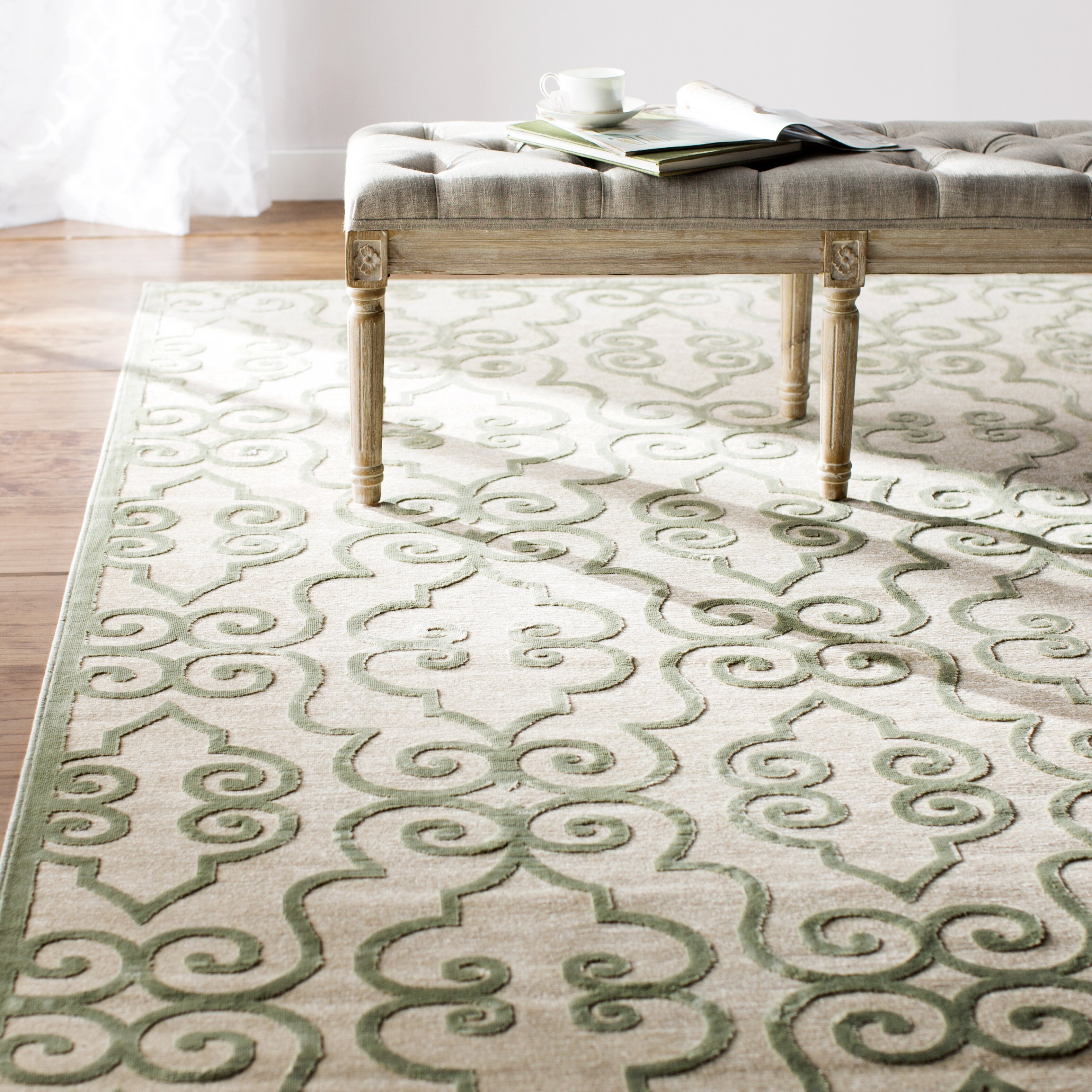 Lark Manor Robicheaux Cream & Light Green Area Rug & Reviews Wayfair