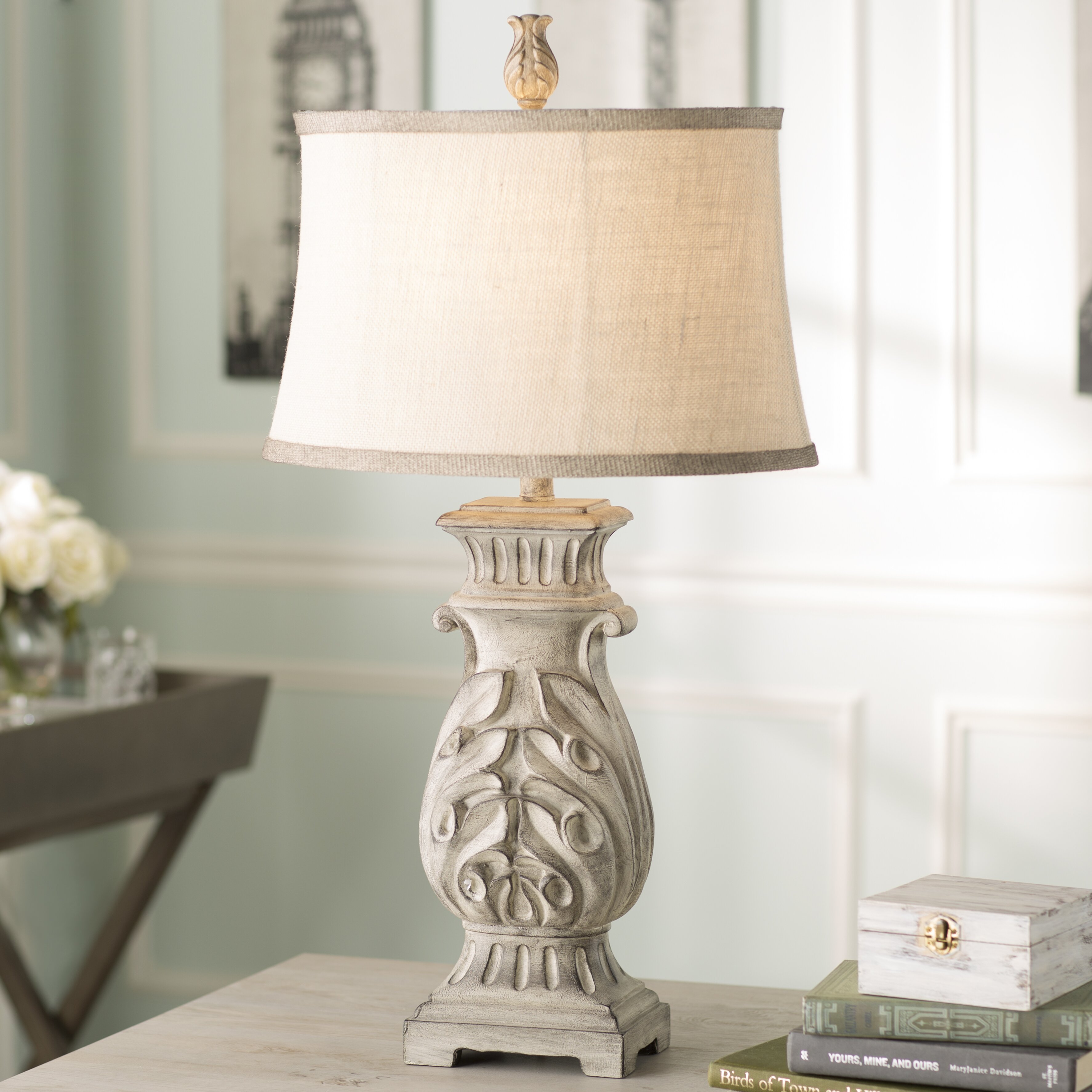 Lark Manor Noyers 32” H Table Lamp with Oval Shade & Reviews | Wayfair