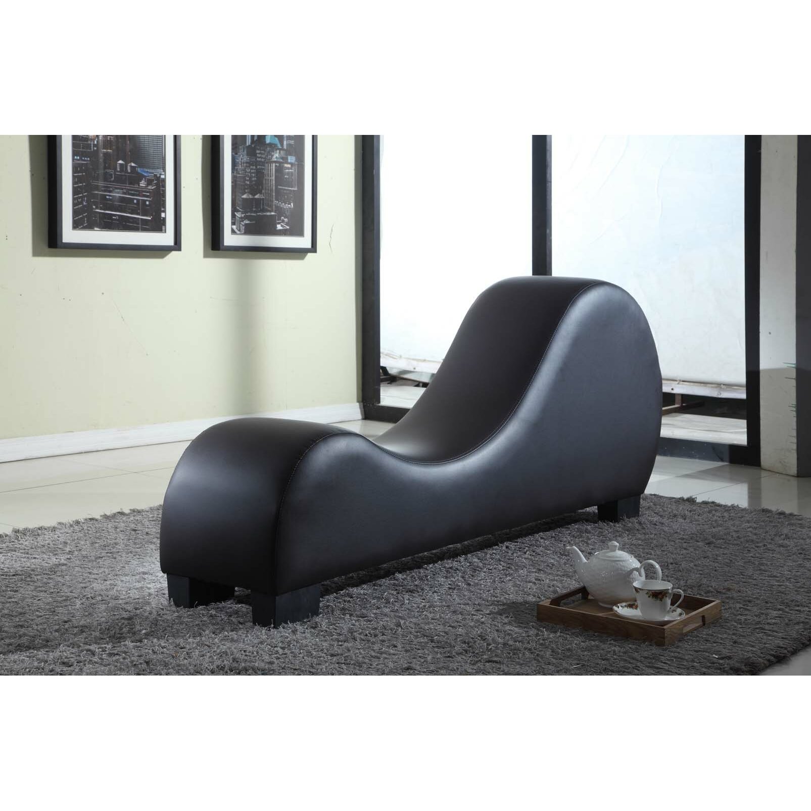 Faux leather yoga chair stretch chaise relax