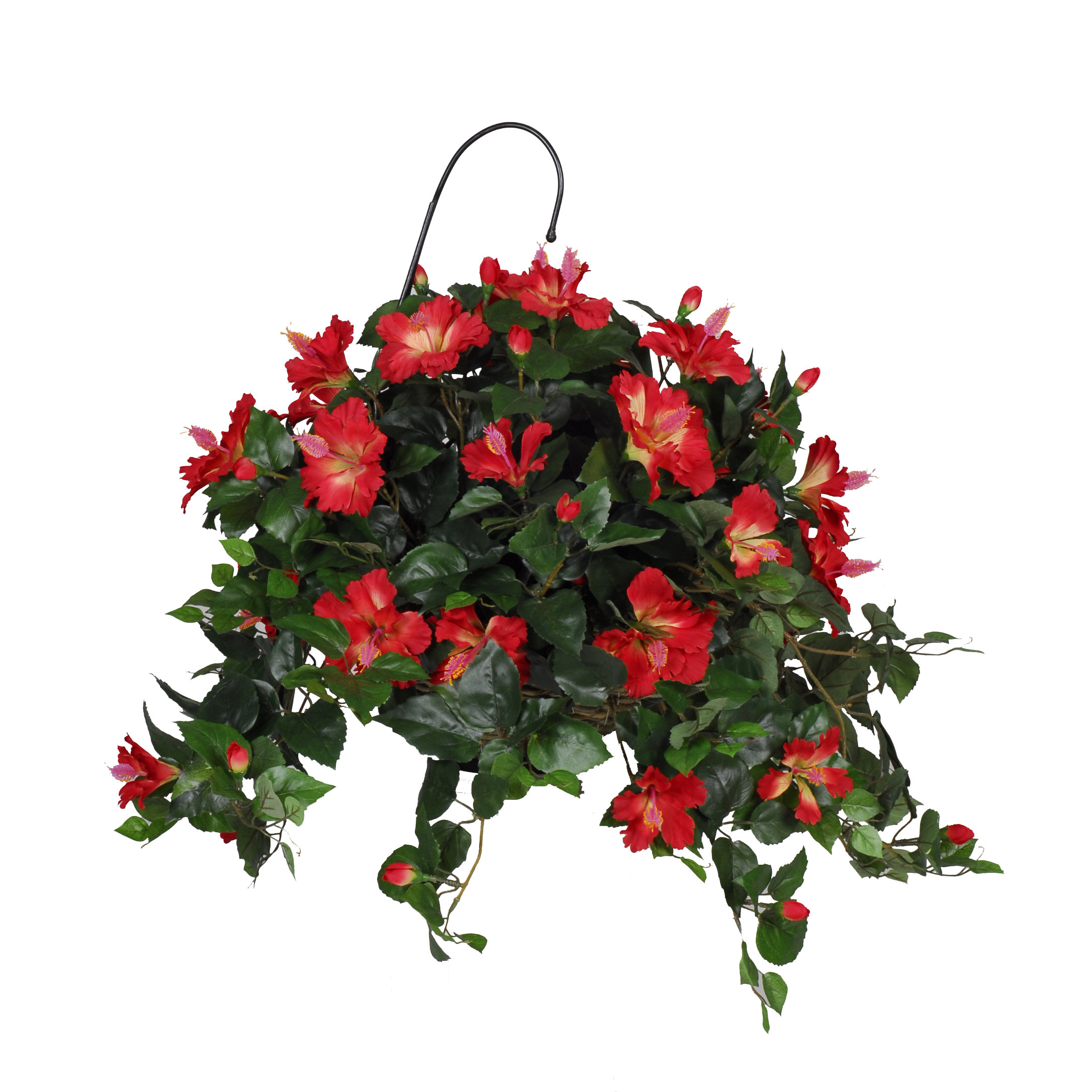 August Grove Artificial Hibiscus Hanging Plant in Basket & Reviews