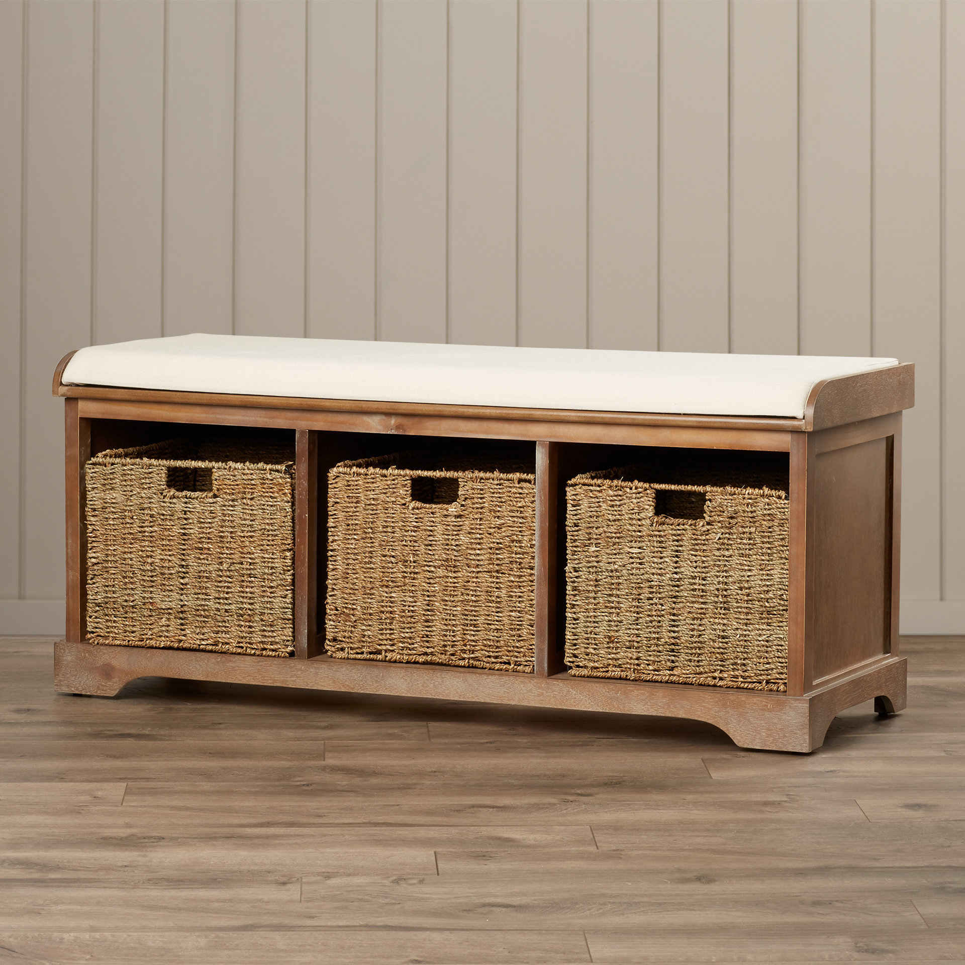 Beachcrest Home Seminole Wood Storage Hallway Bench 