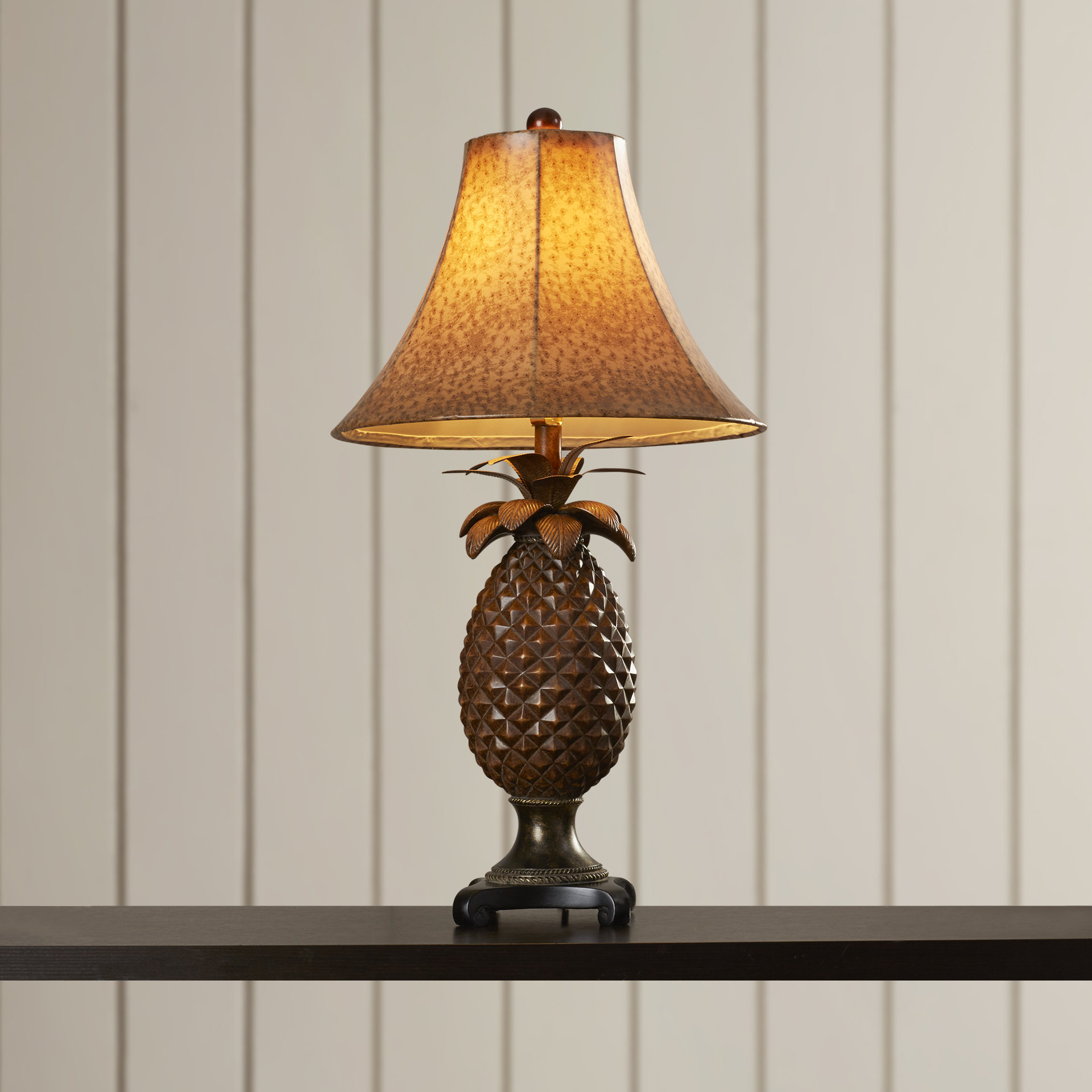 Beachcrest Home Bodega Pineapple 31" H Table Lamp with Bell Shade