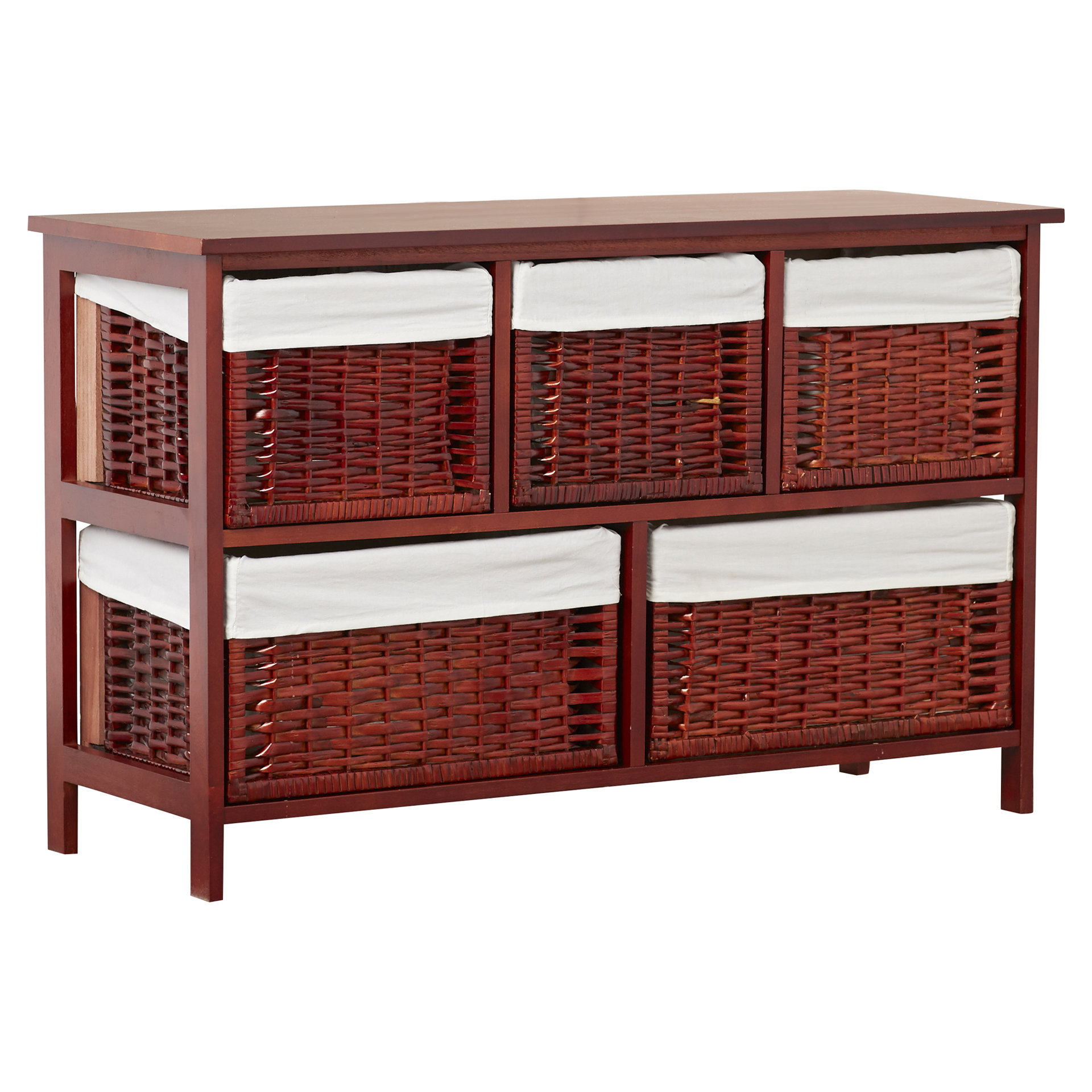 Beachcrest Home Ana Chase Five Wicker Basket Storage Unit in Espresso